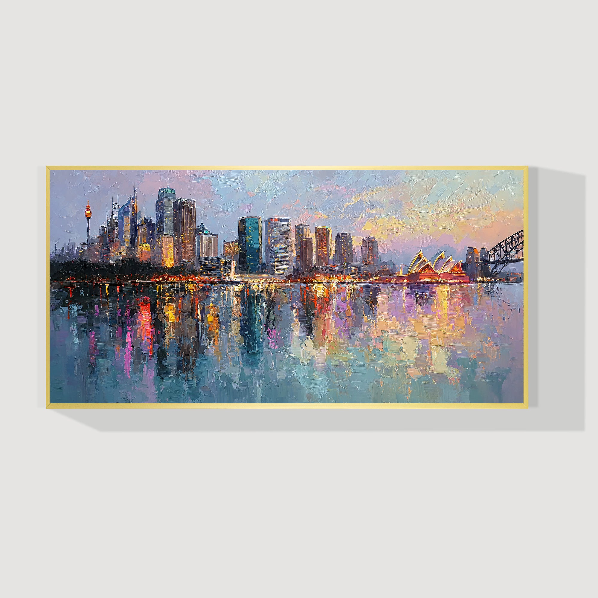 Sydney skyline canvas art hand painted abstract cityscape painting