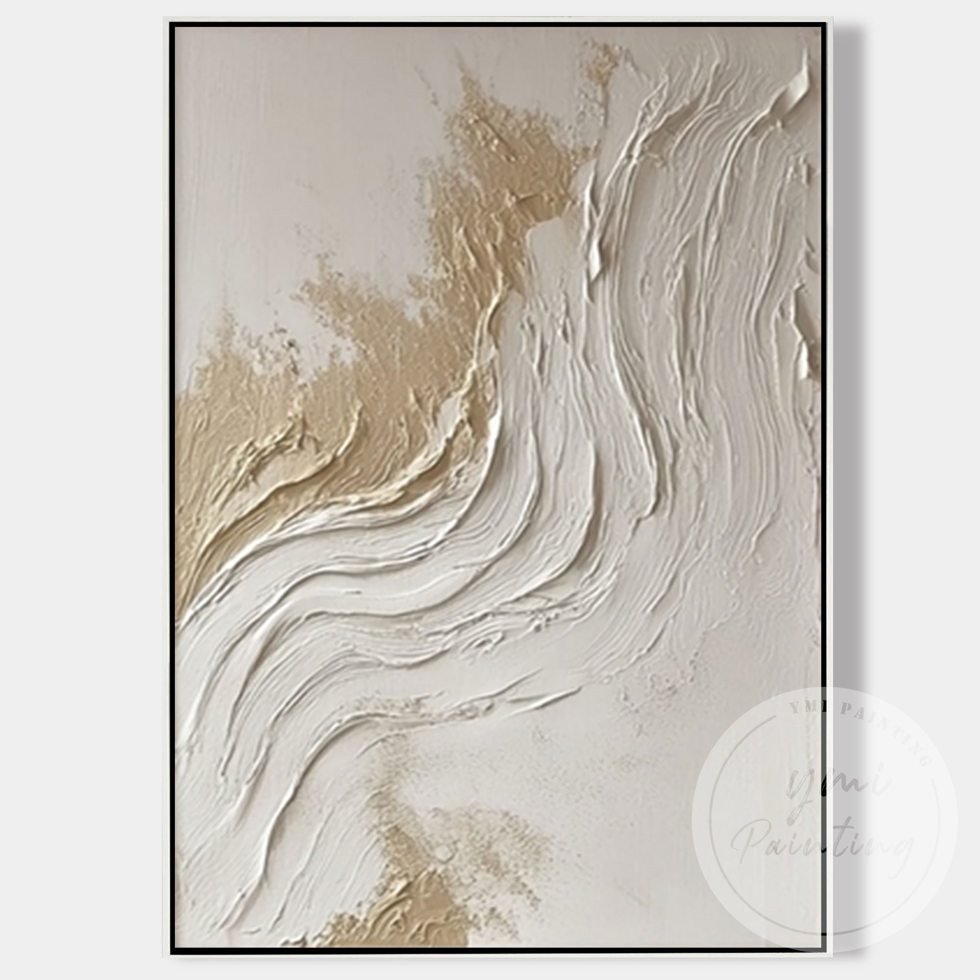 Abstract neutral textured painting with subtle layered surface