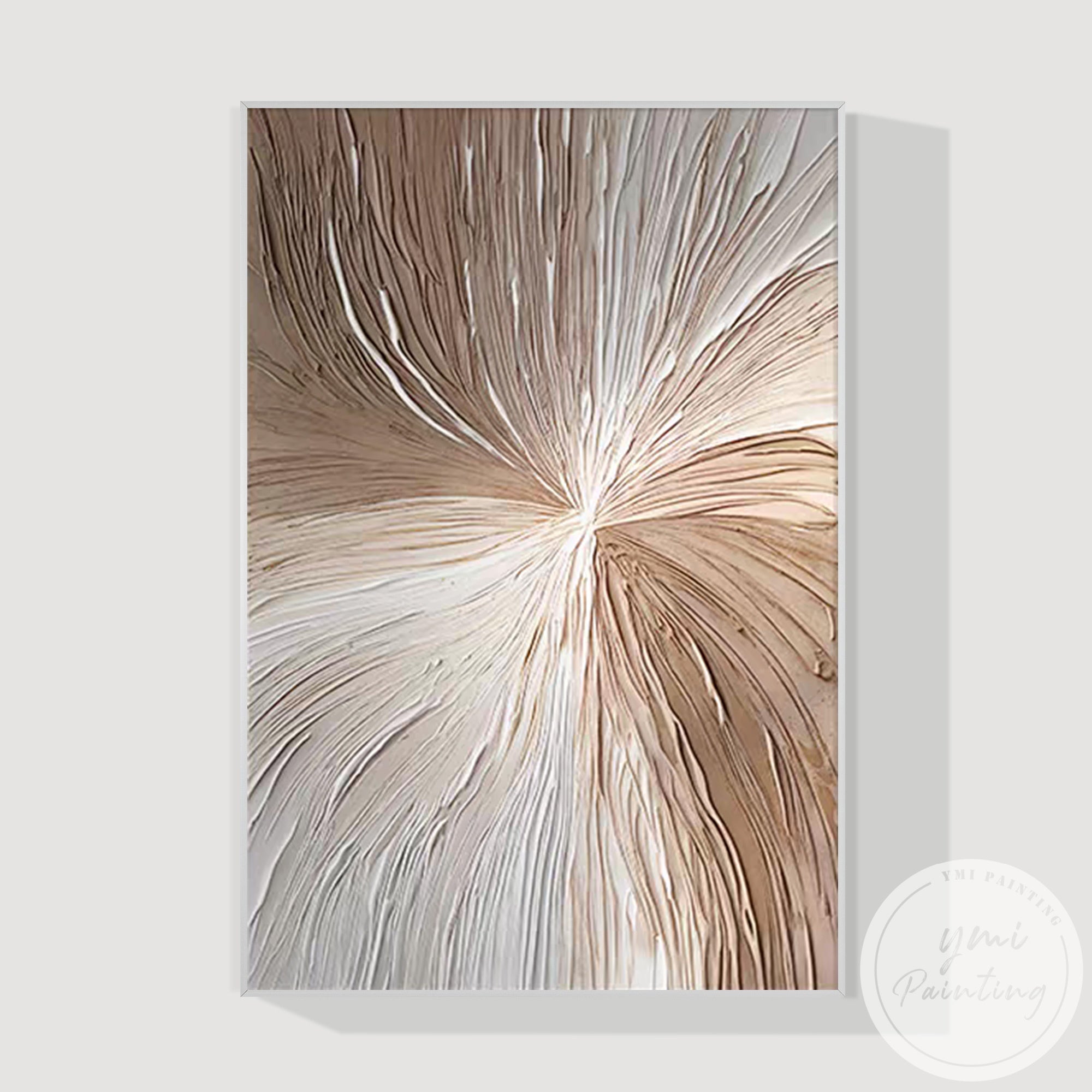 Contemporary beige abstract painting with depth and organic flow