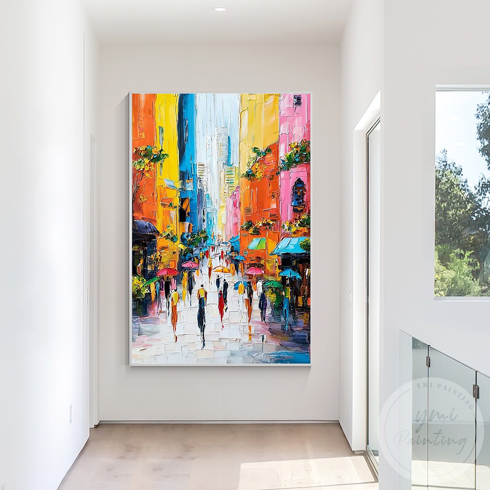 Italian colorful street scene canvas art for home decoration