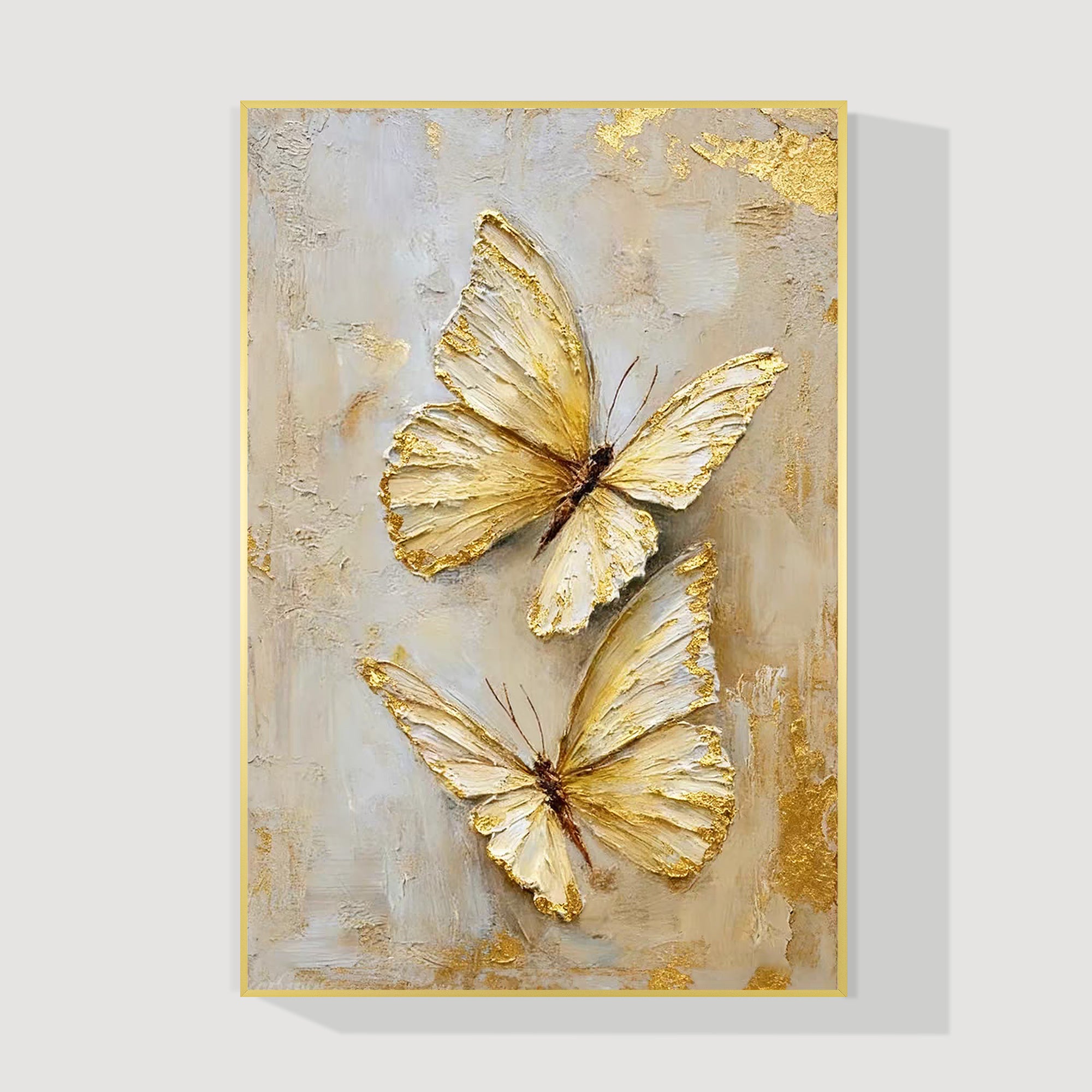 Textured butterfly abstract art extra large vertical canvas painting