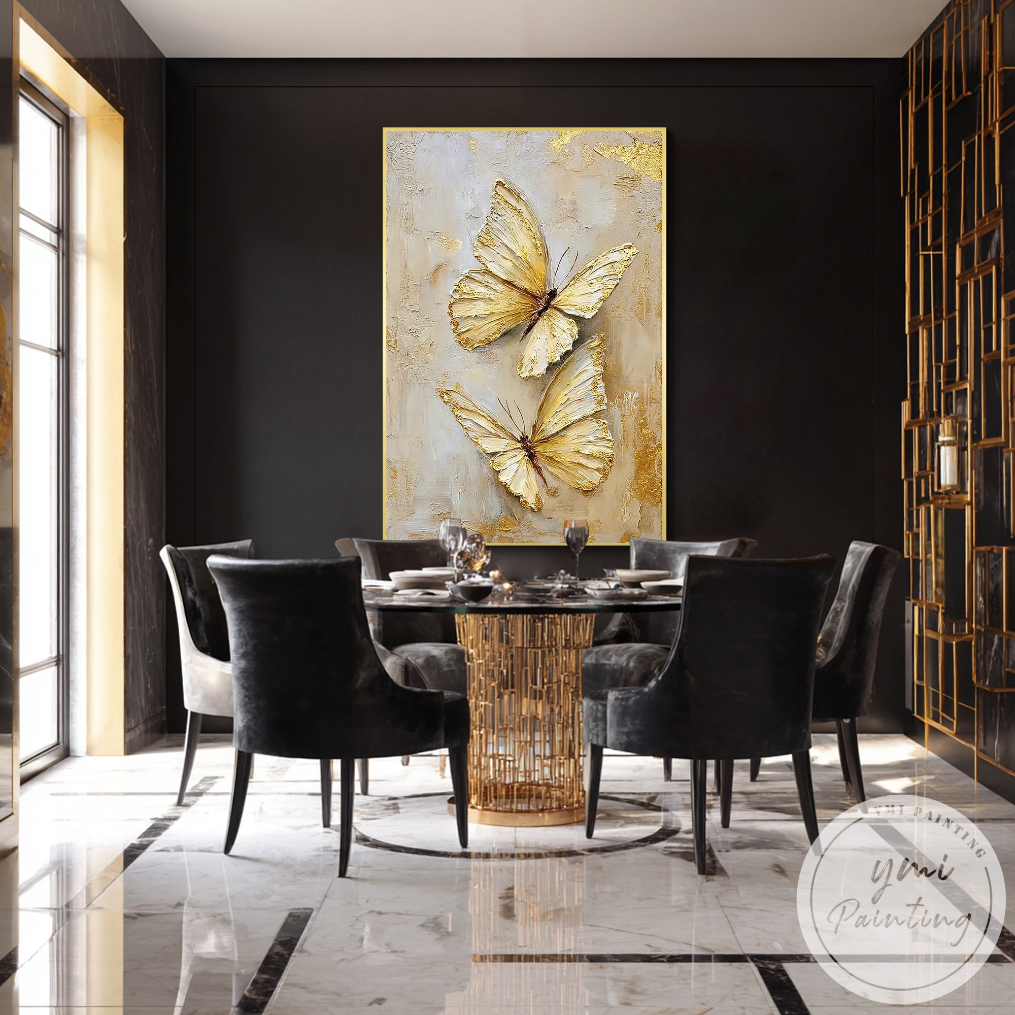 Extra large textured acrylic butterfly painting modern style