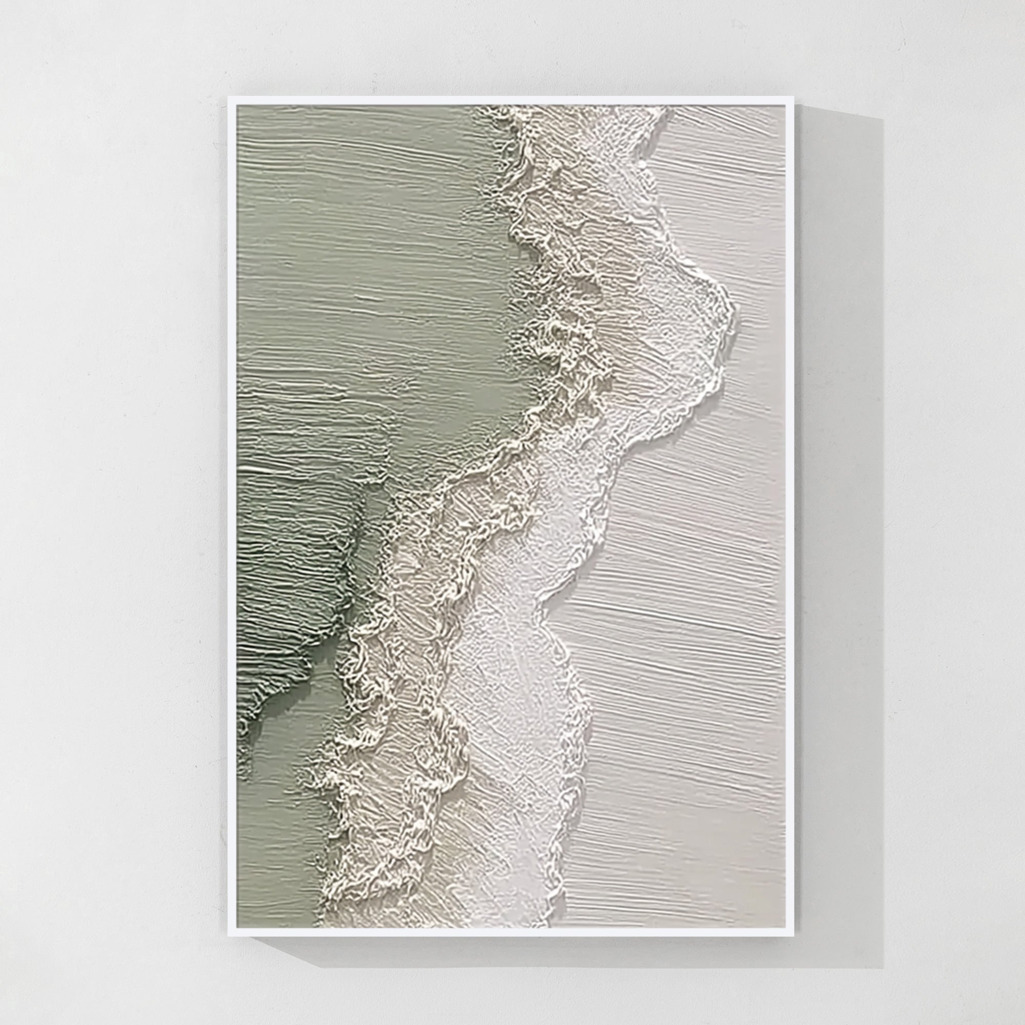 textured coastal abstract wall art in modern living room