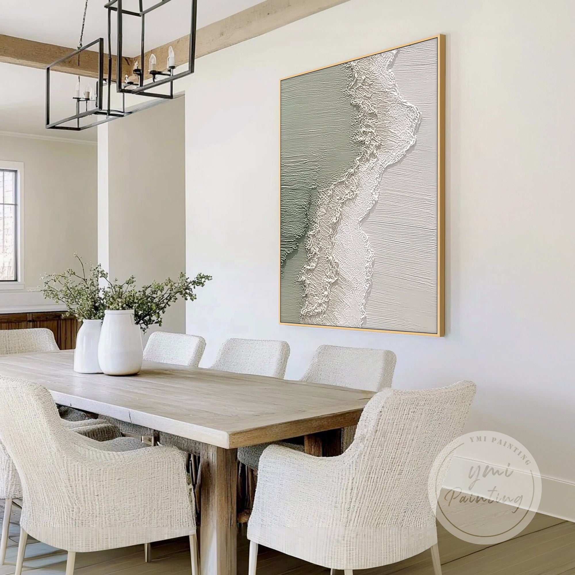 textured abstract wall art in relaxing lounge room