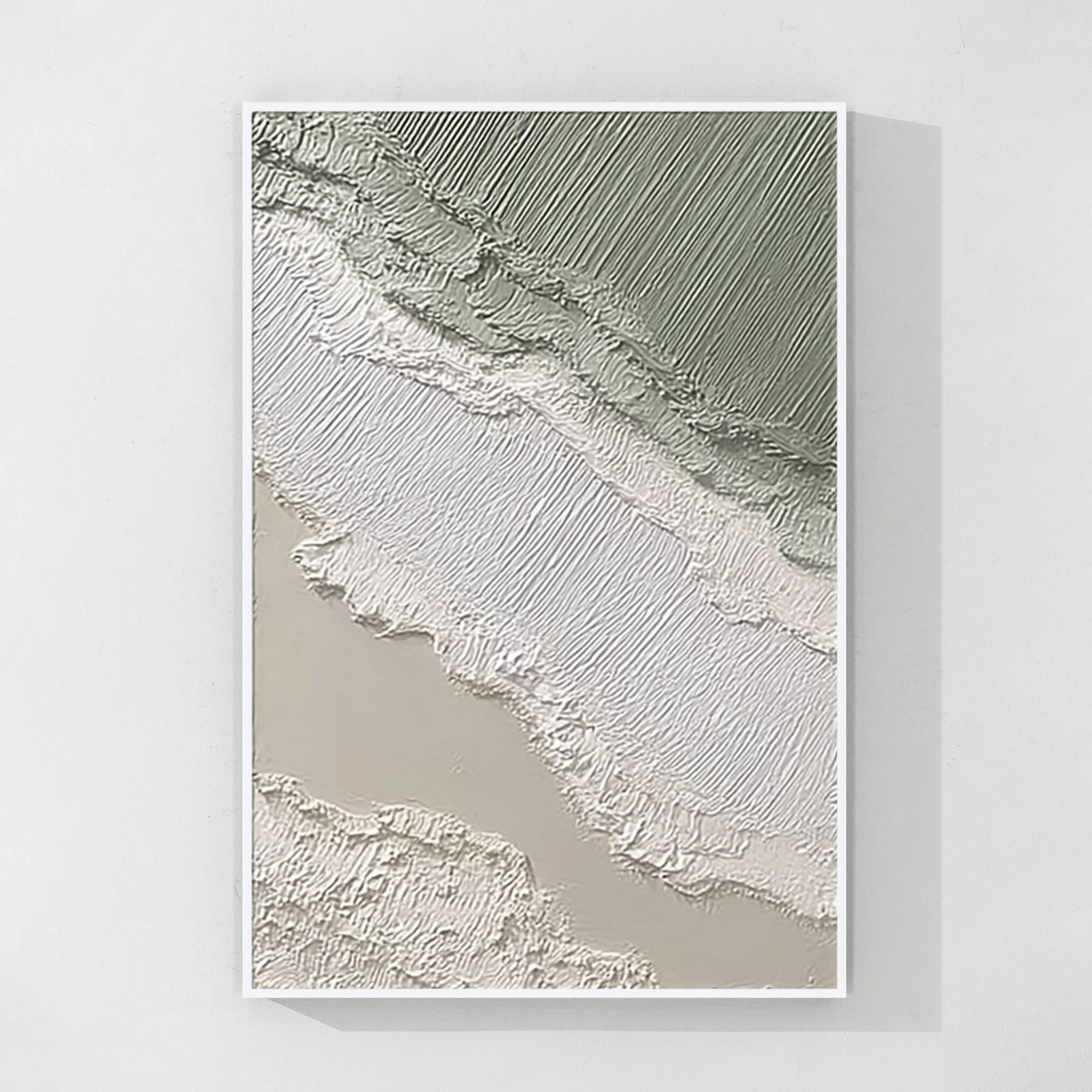 textured coastal abstract wall art in modern living room