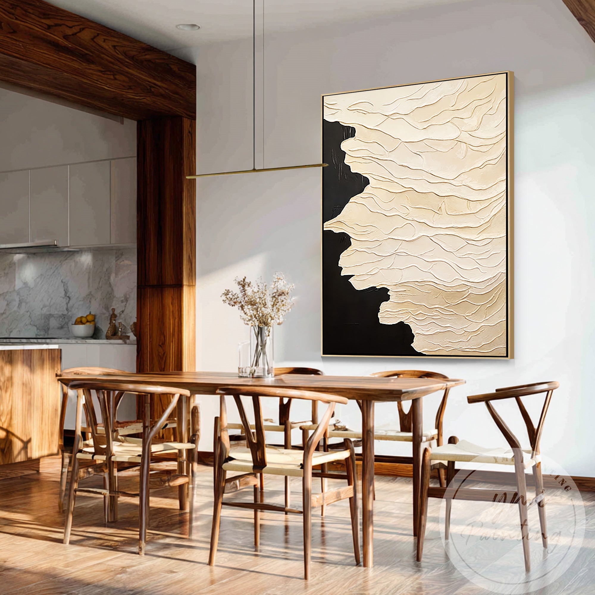 Neutral textured wall art with soft sculptural surface design