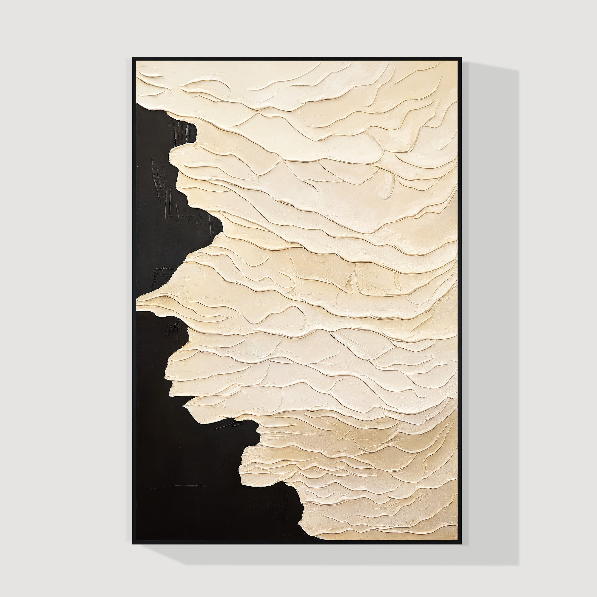 Textured neutral abstract painting in beige and cream tones