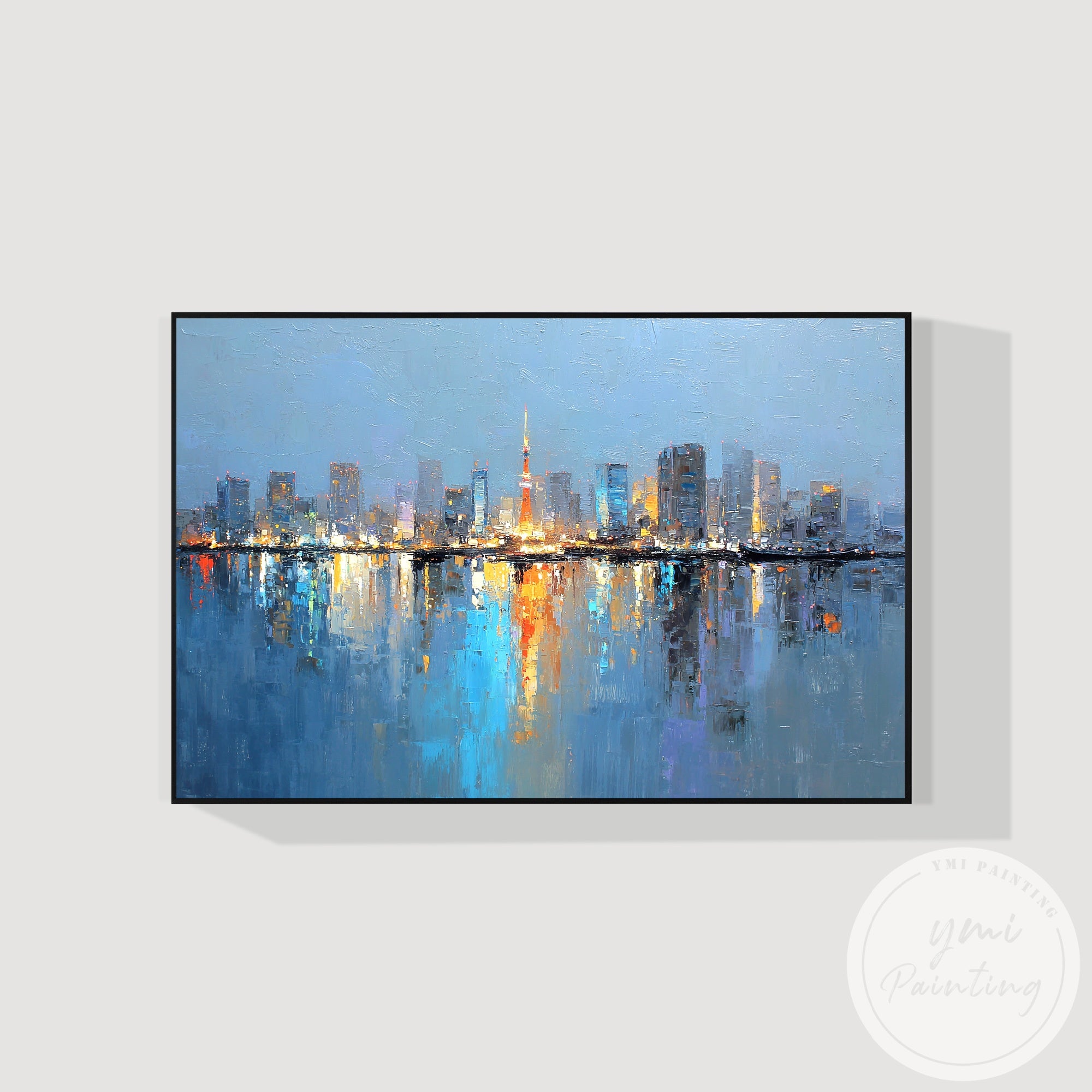 Urban cityscape painting Tokyo modern abstract wall art