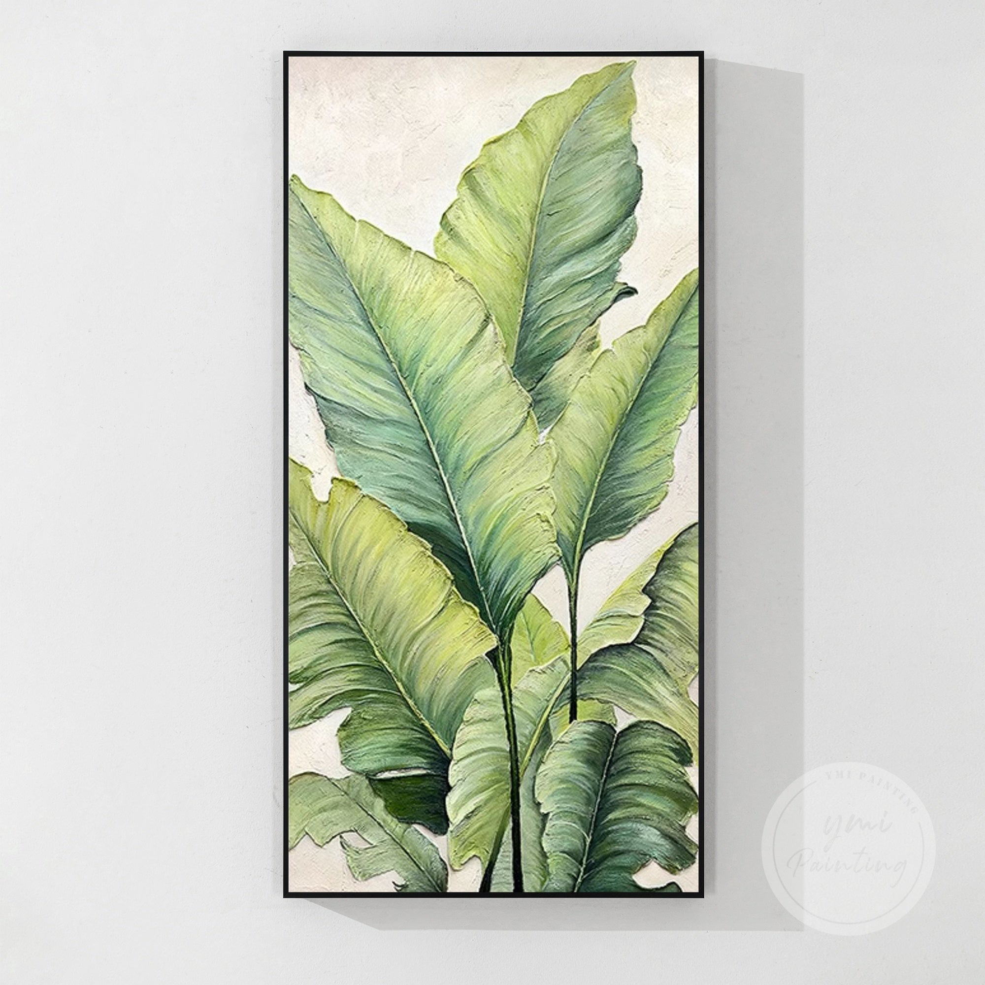 Minimalist botanical artwork with organic-style leaf design.