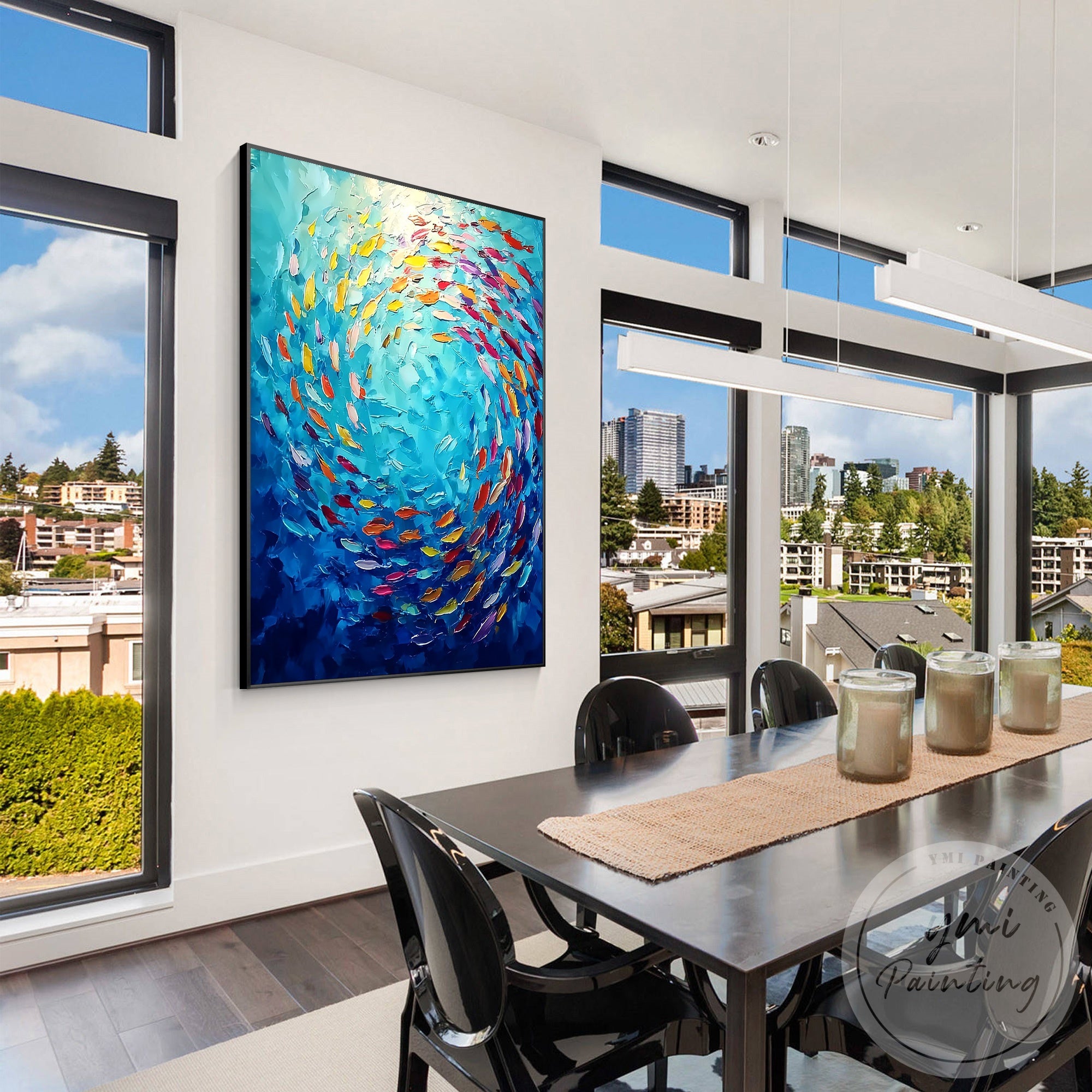 Colorful abstract marine painting modern canvas decor