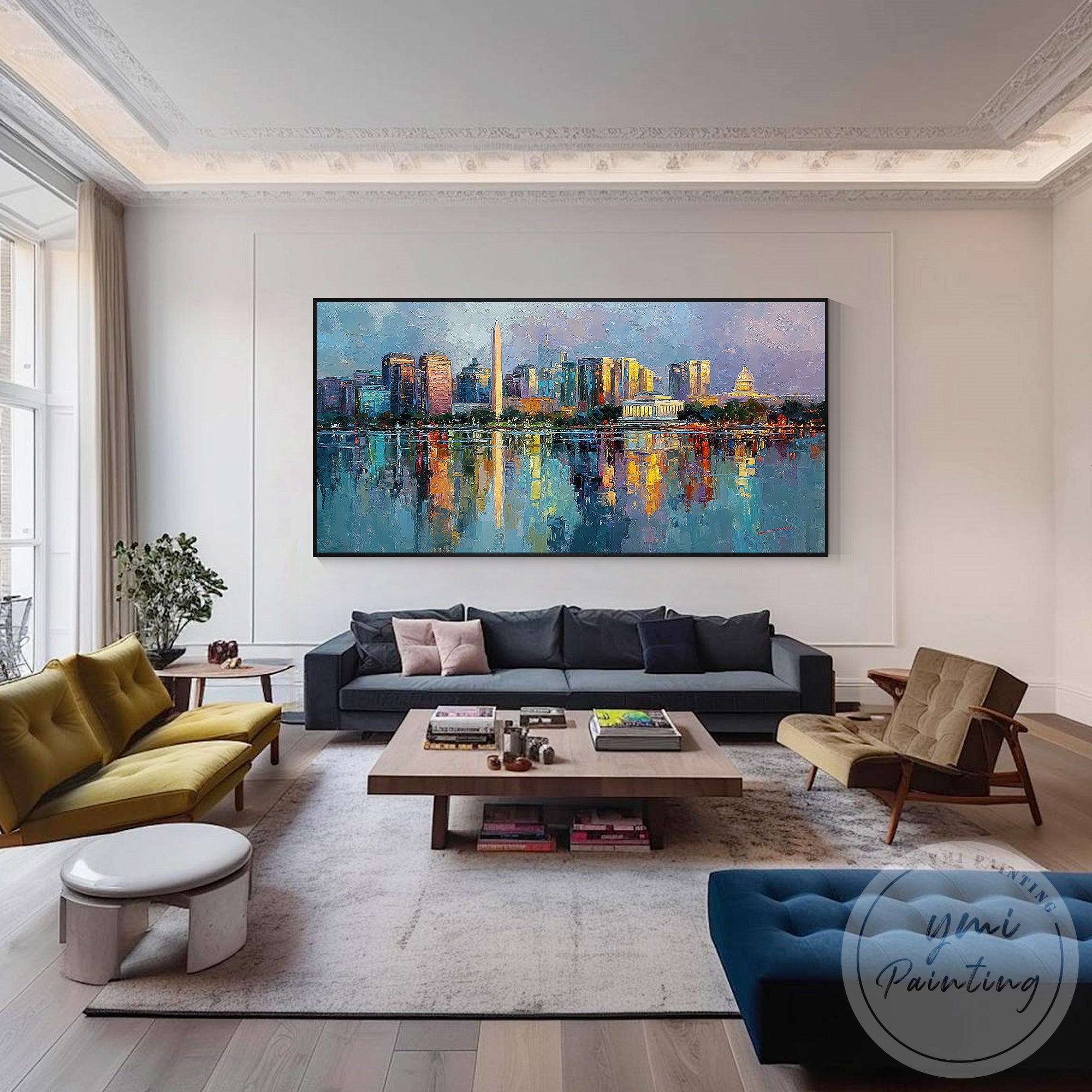 Large urban cityscape wall art DC capital skyline artwork