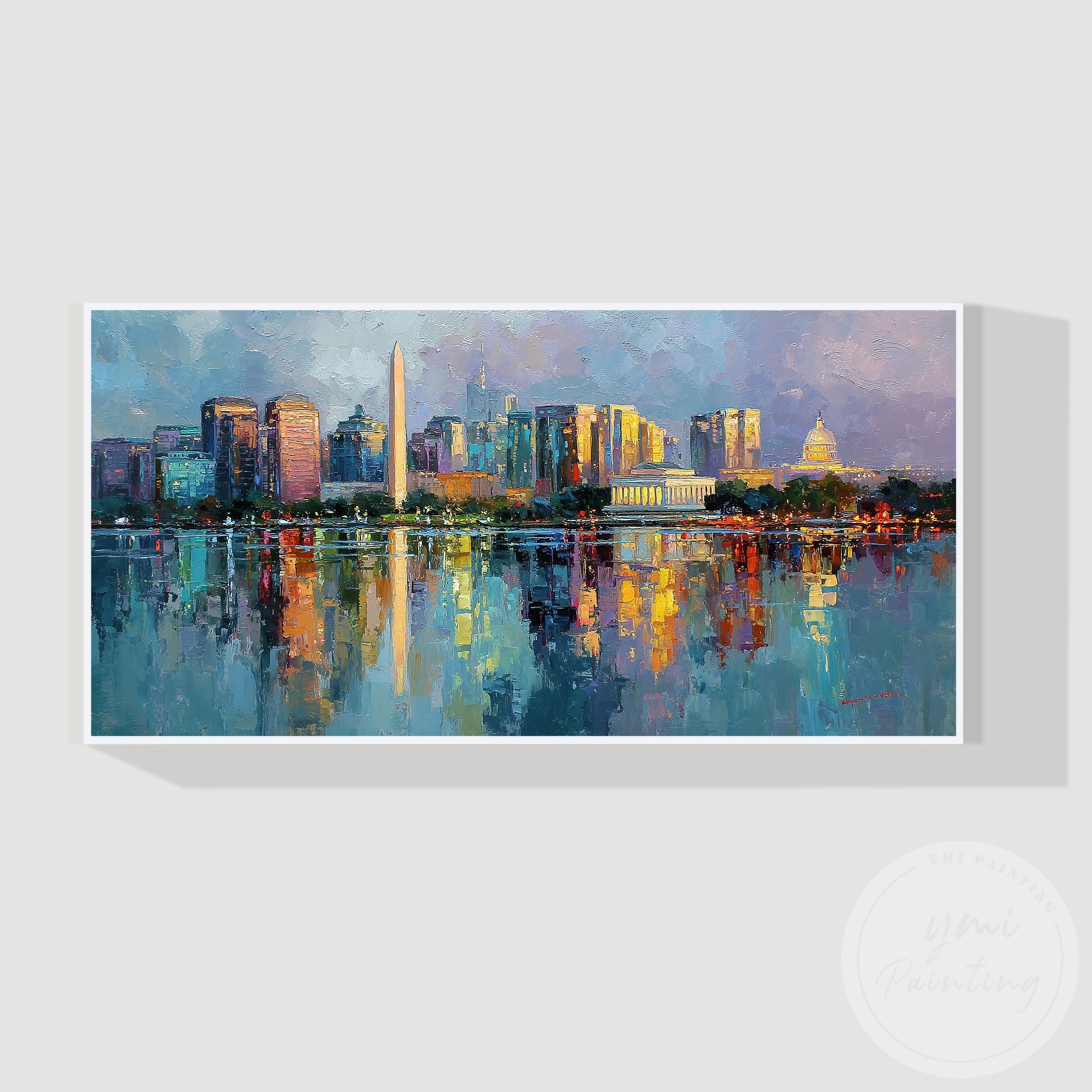 Elegant DC cityscape wall decor for living room interior