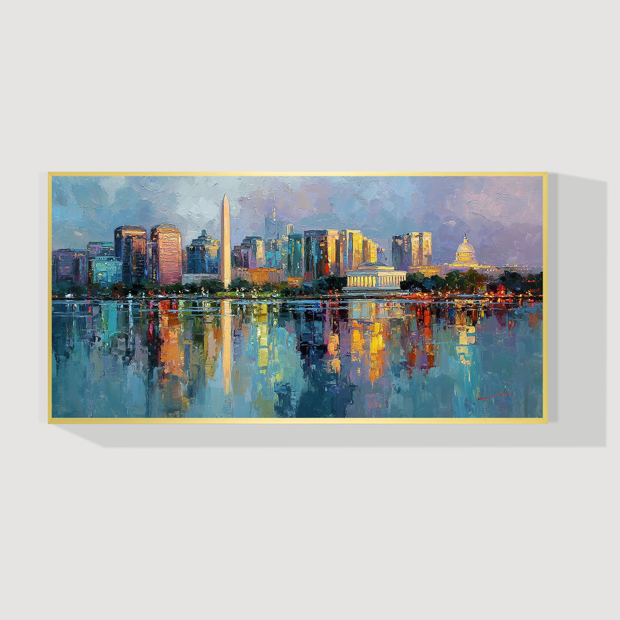 Washington DC skyline canvas art waterfront cityscape painting