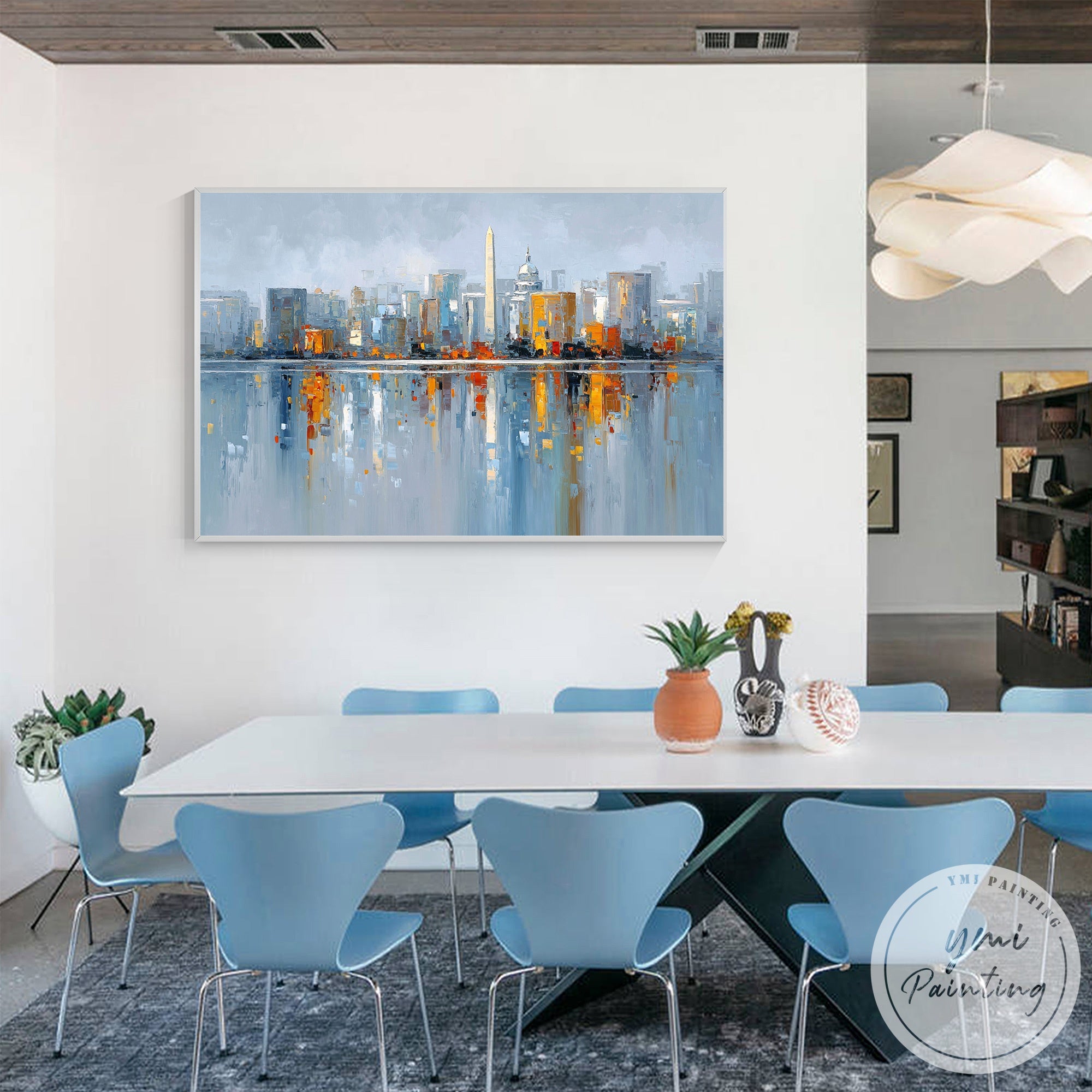 Oversized cityscape wall art DC skyline modern design