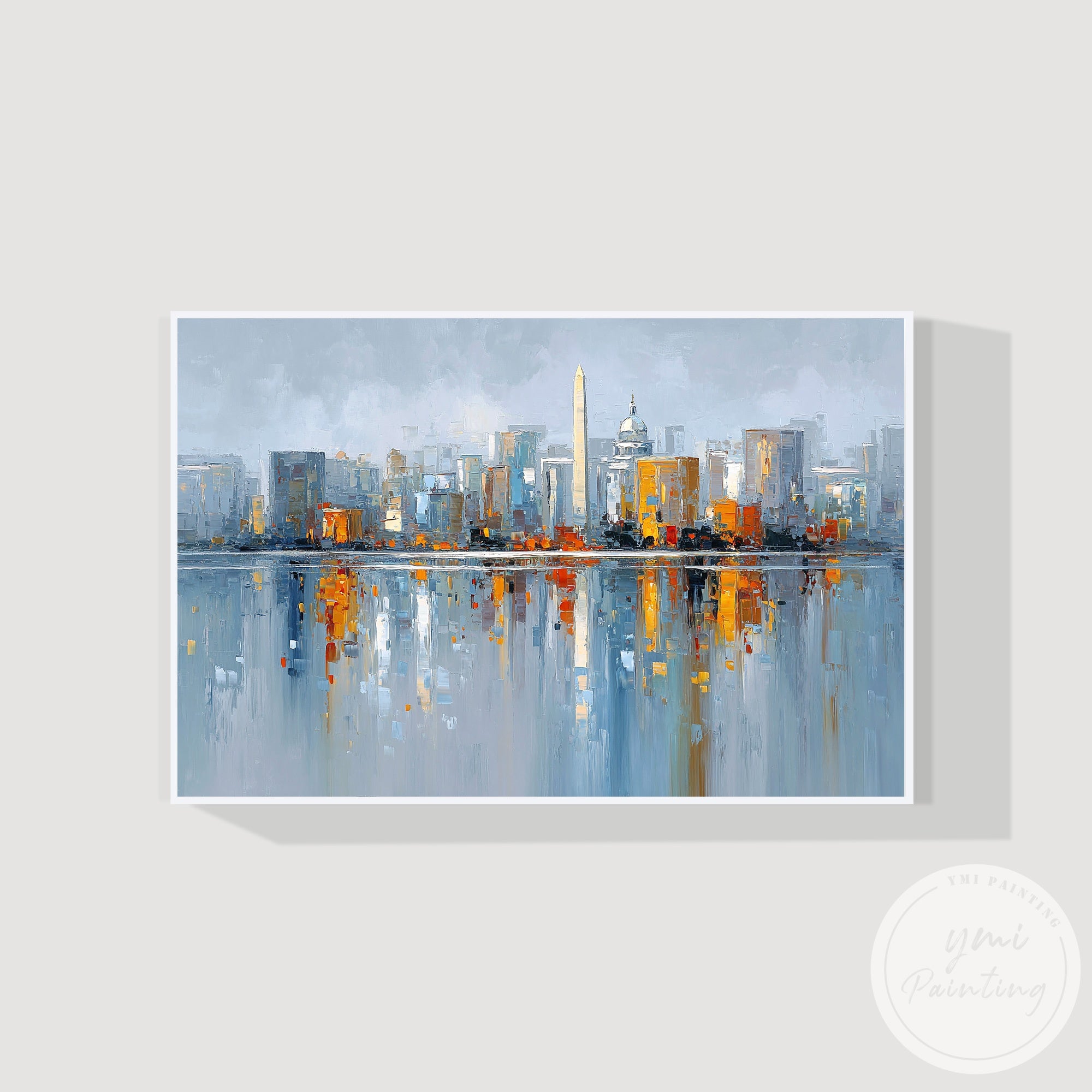 Large modern cityscape painting for home wall decoration