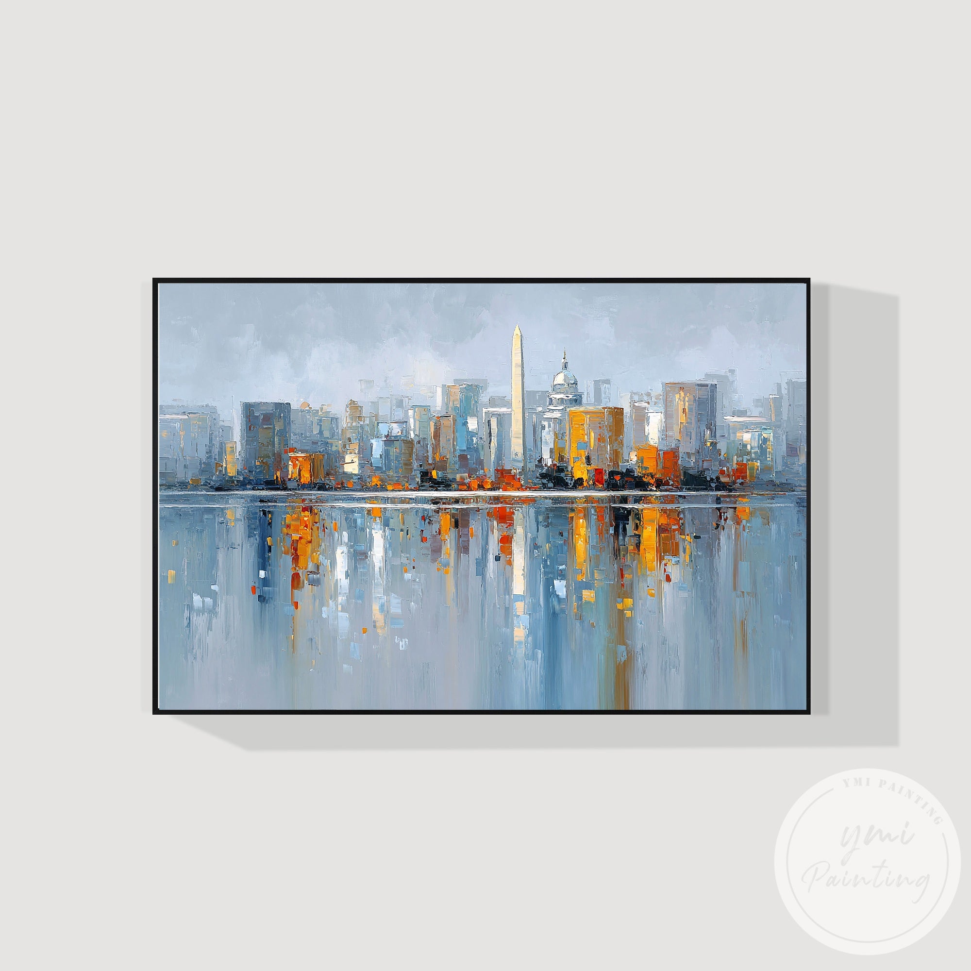 Abstract Washington DC skyline canvas art horizontal format