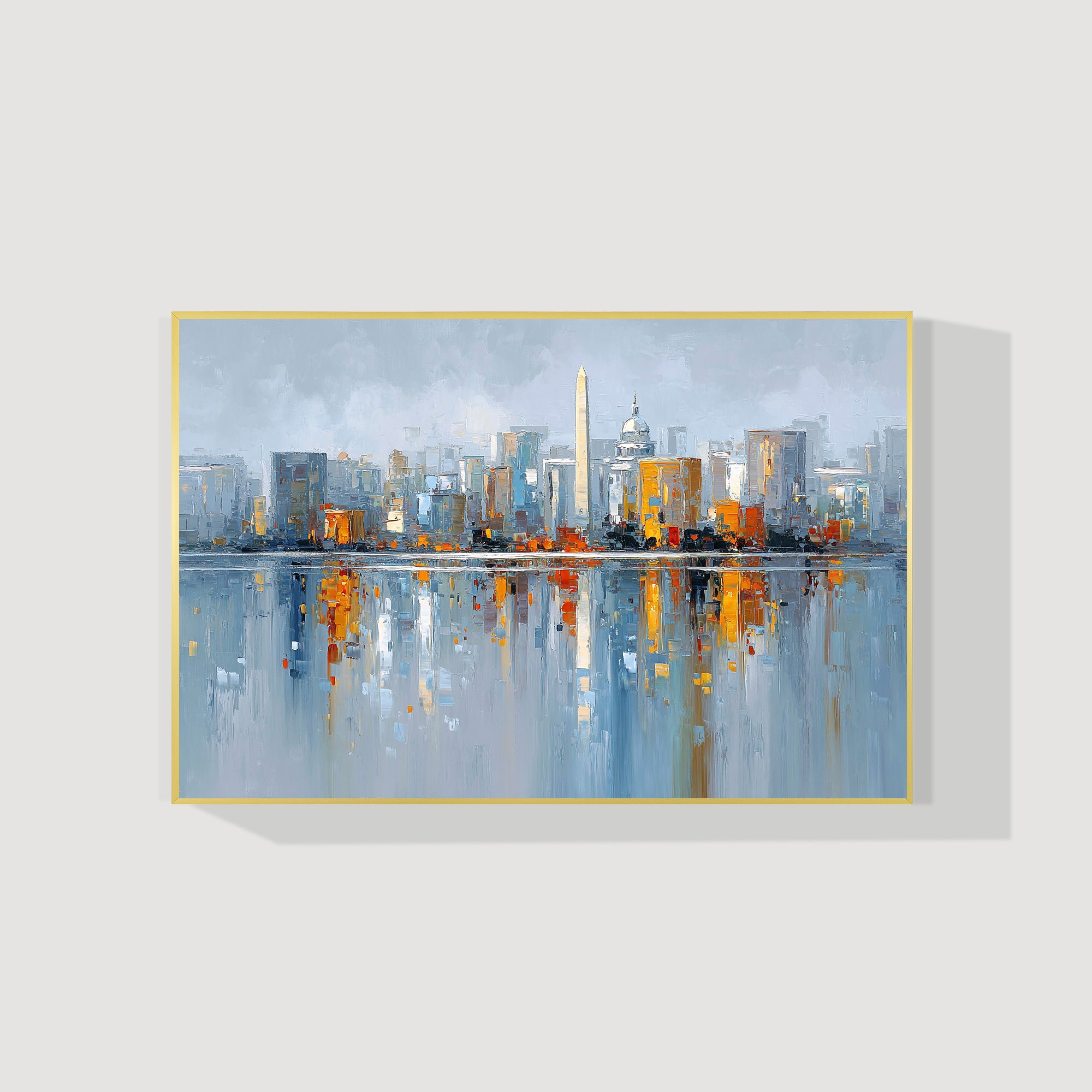 Washington DC skyline painting large horizontal abstract canvas art