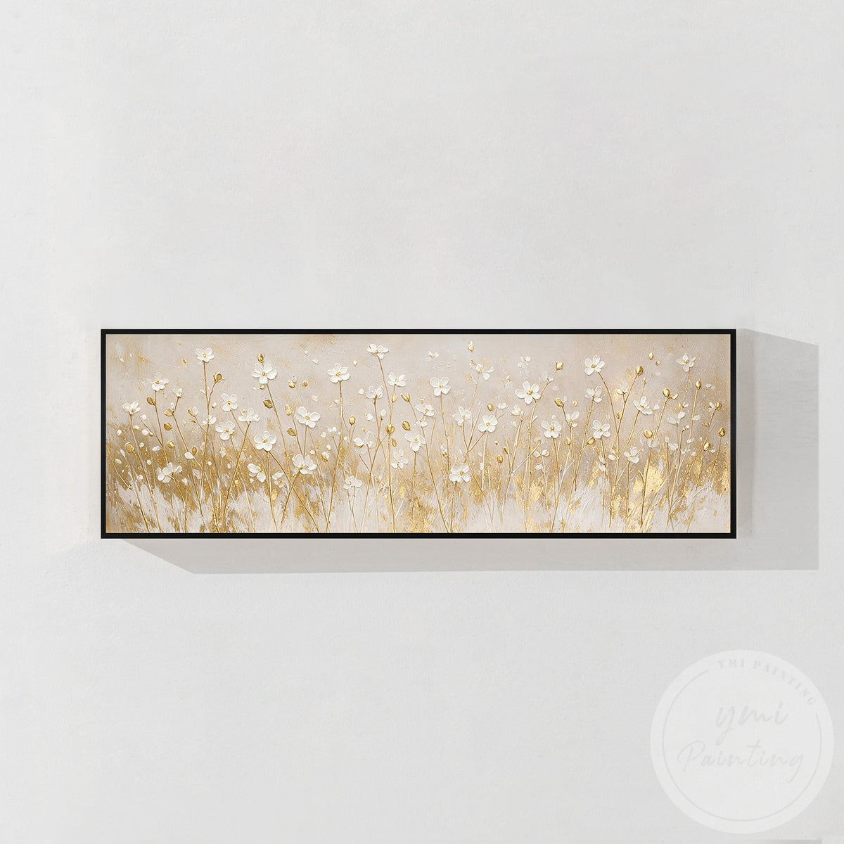 Textured acrylic flower painting for minimalist and transitional interiors