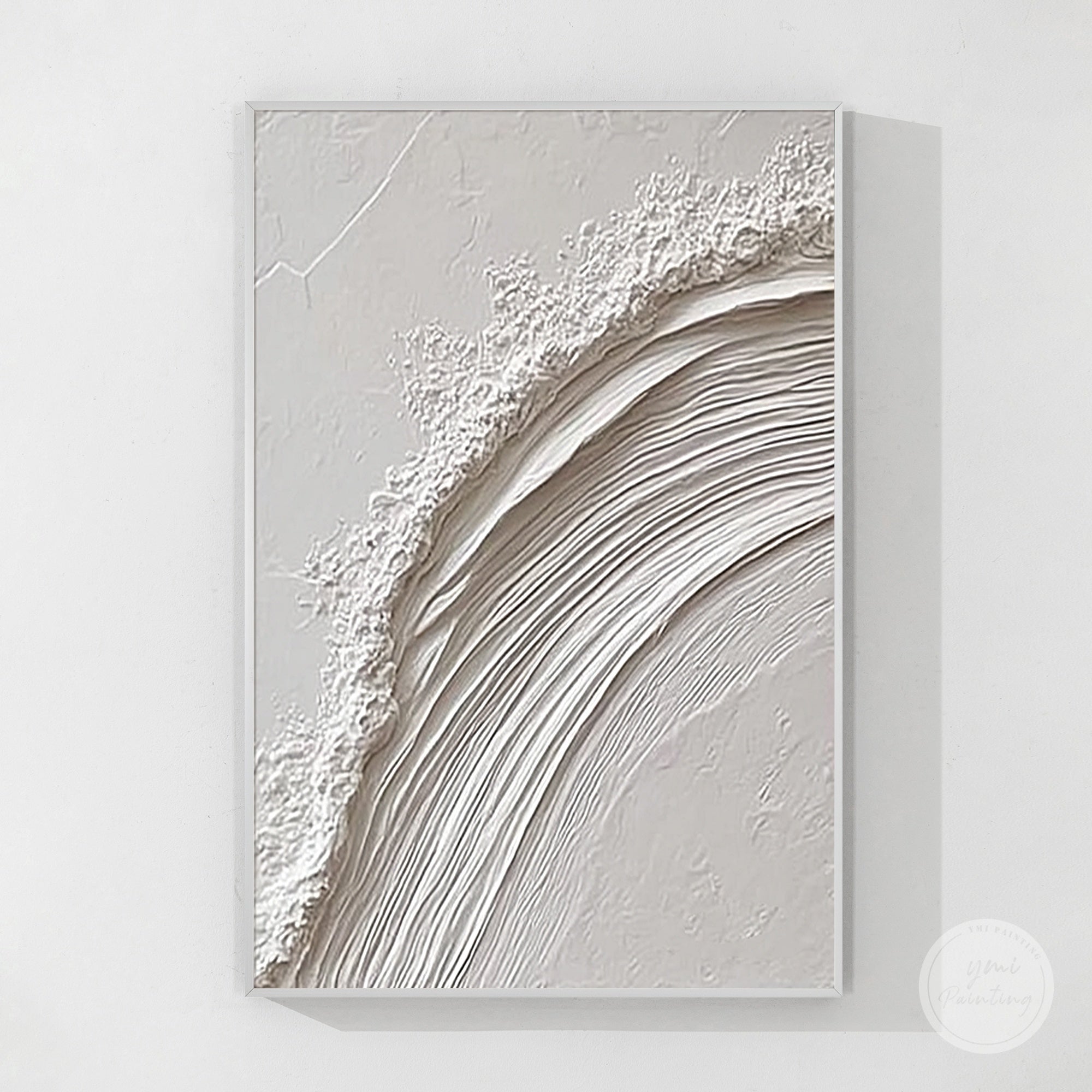 minimalist white wall art textured canvas