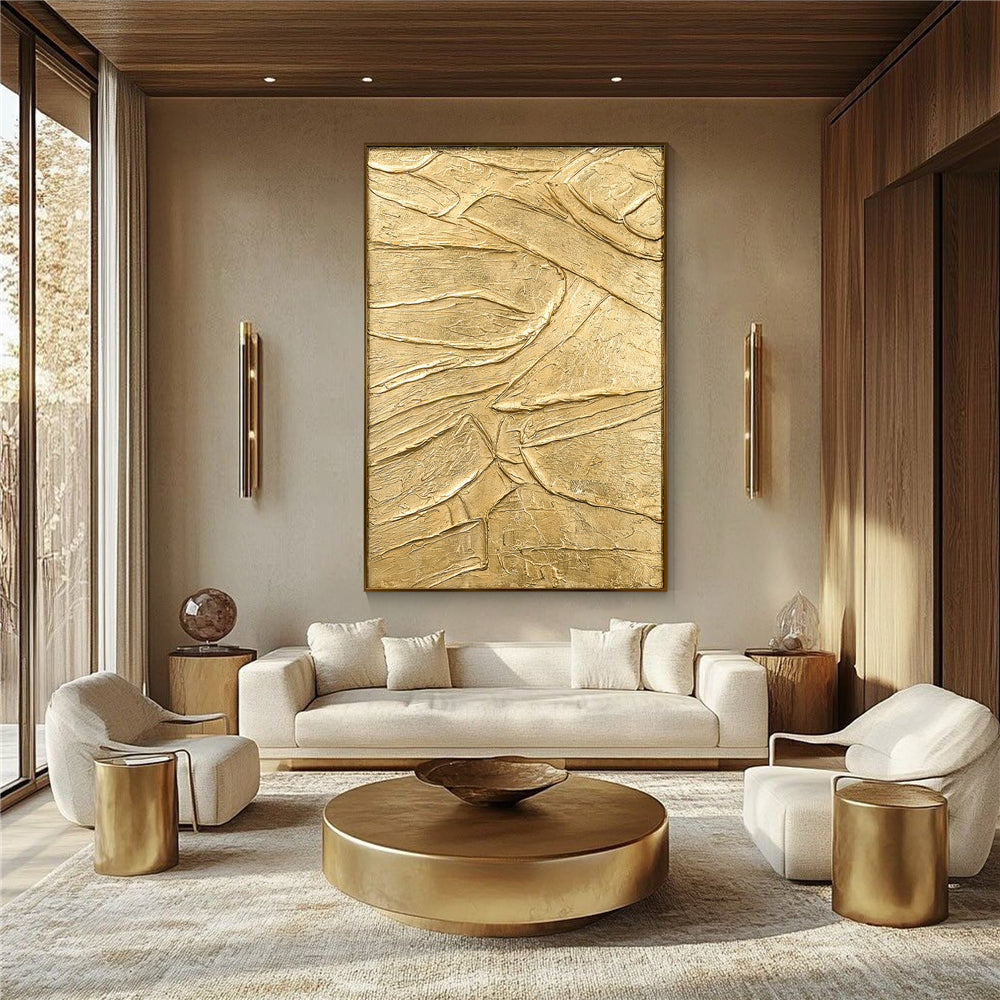 Textured gold abstract wall art