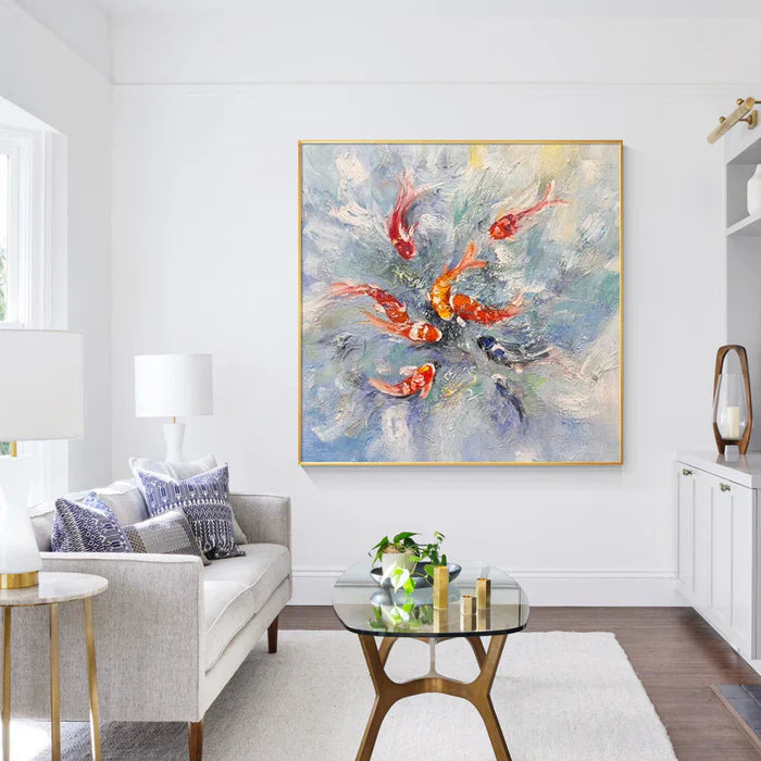 9 koi fish wall art