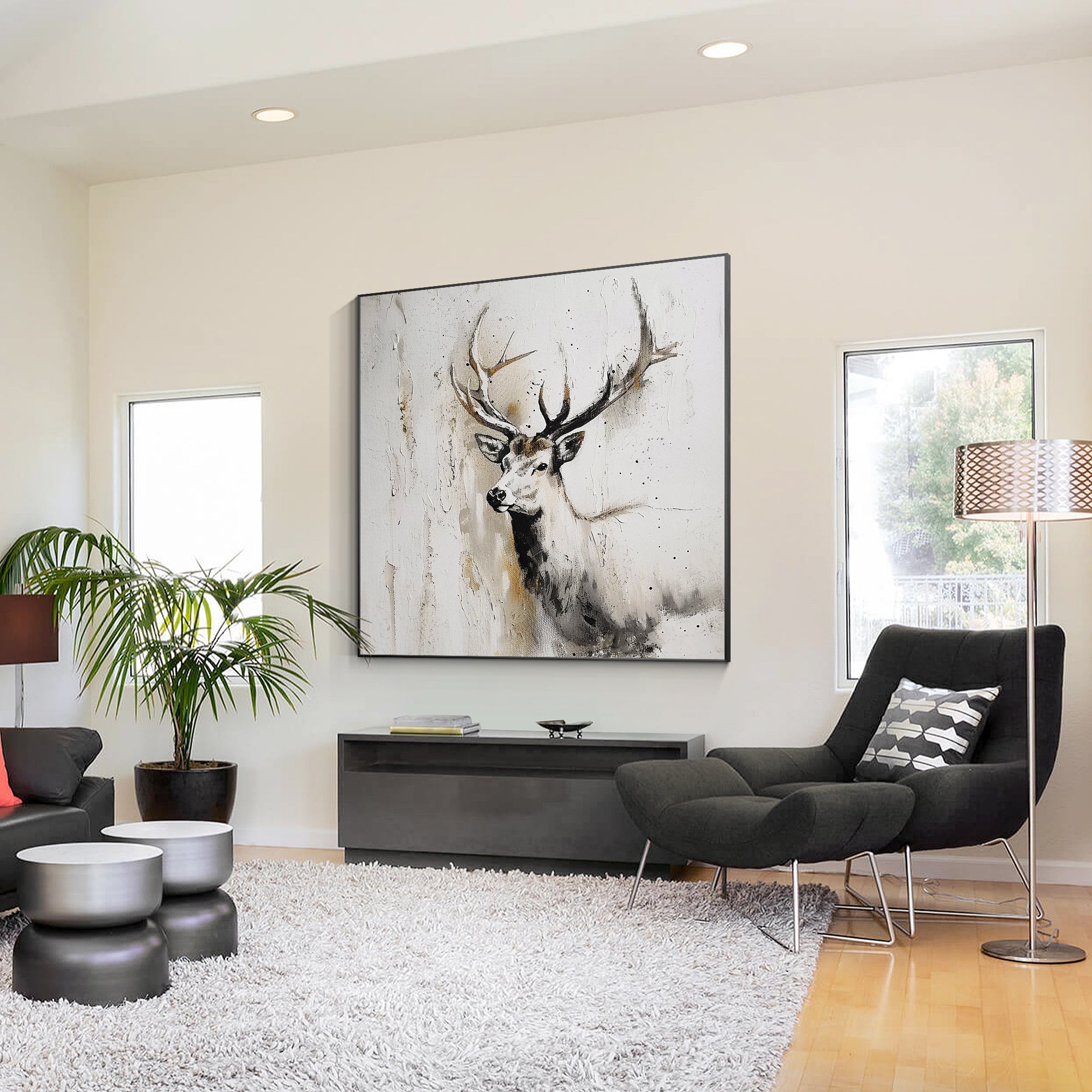 Grey square wall art