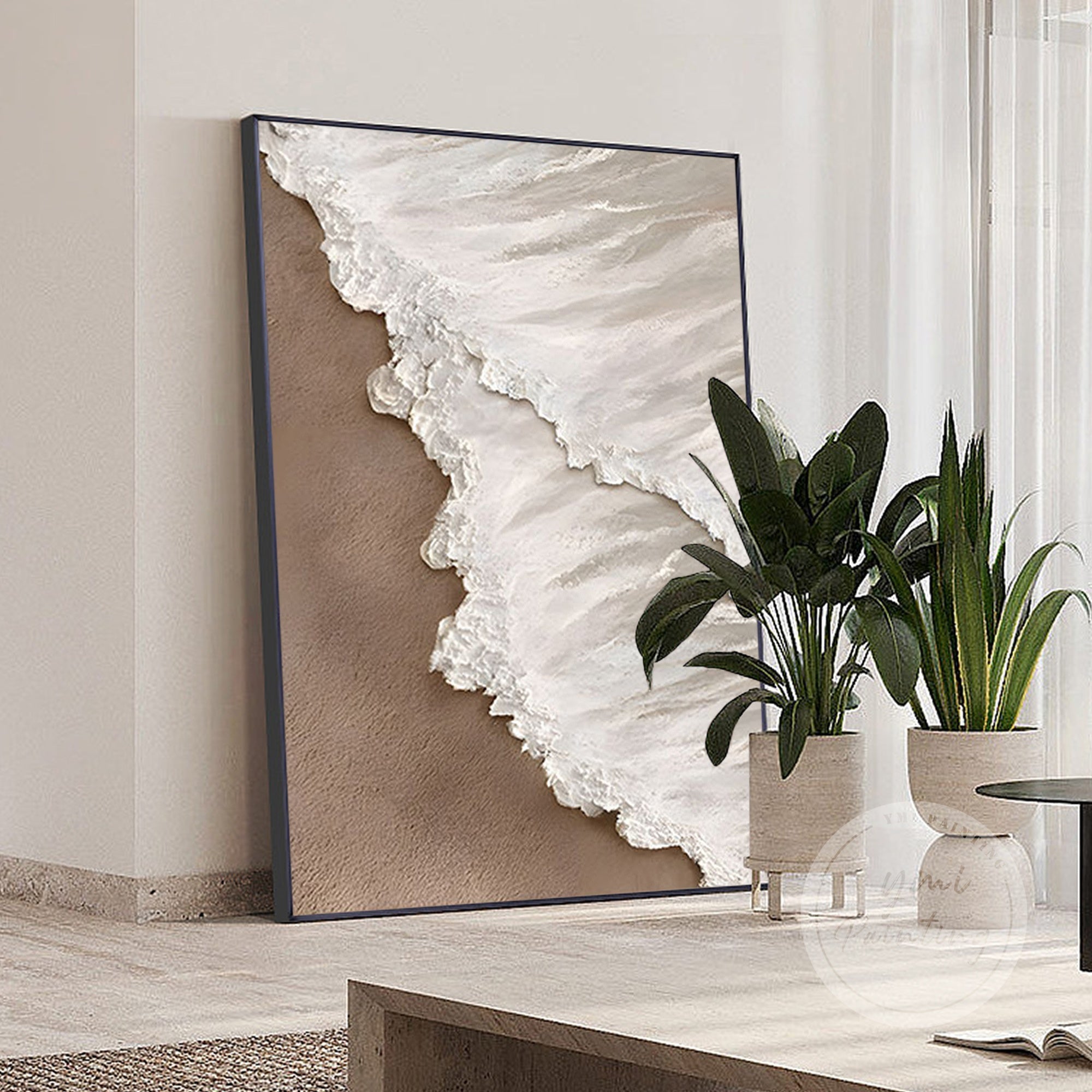 Large Wabi-Sabi Vertical Ocean Texture Art