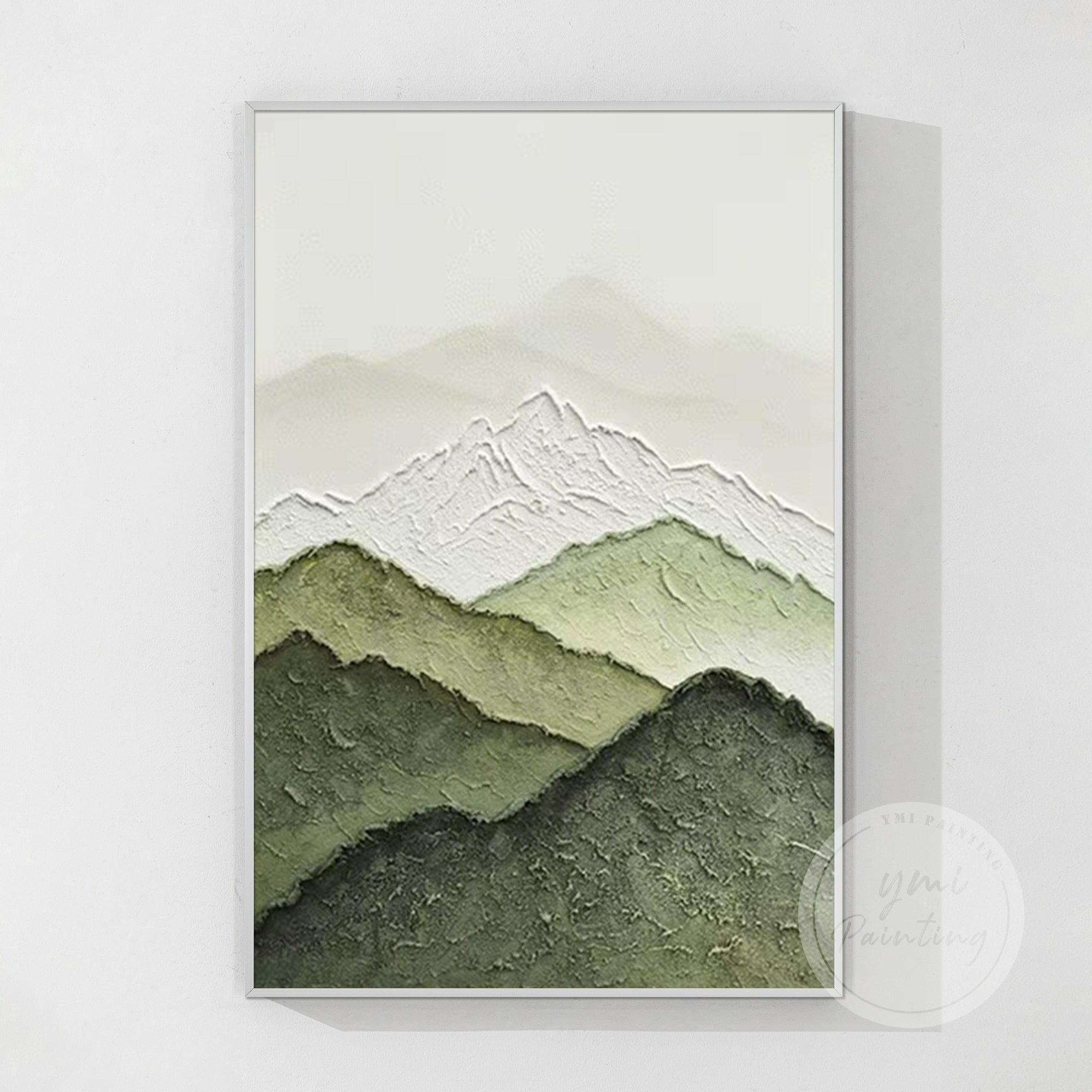 Abstract Green Mountains - Textured Minimalist Painting