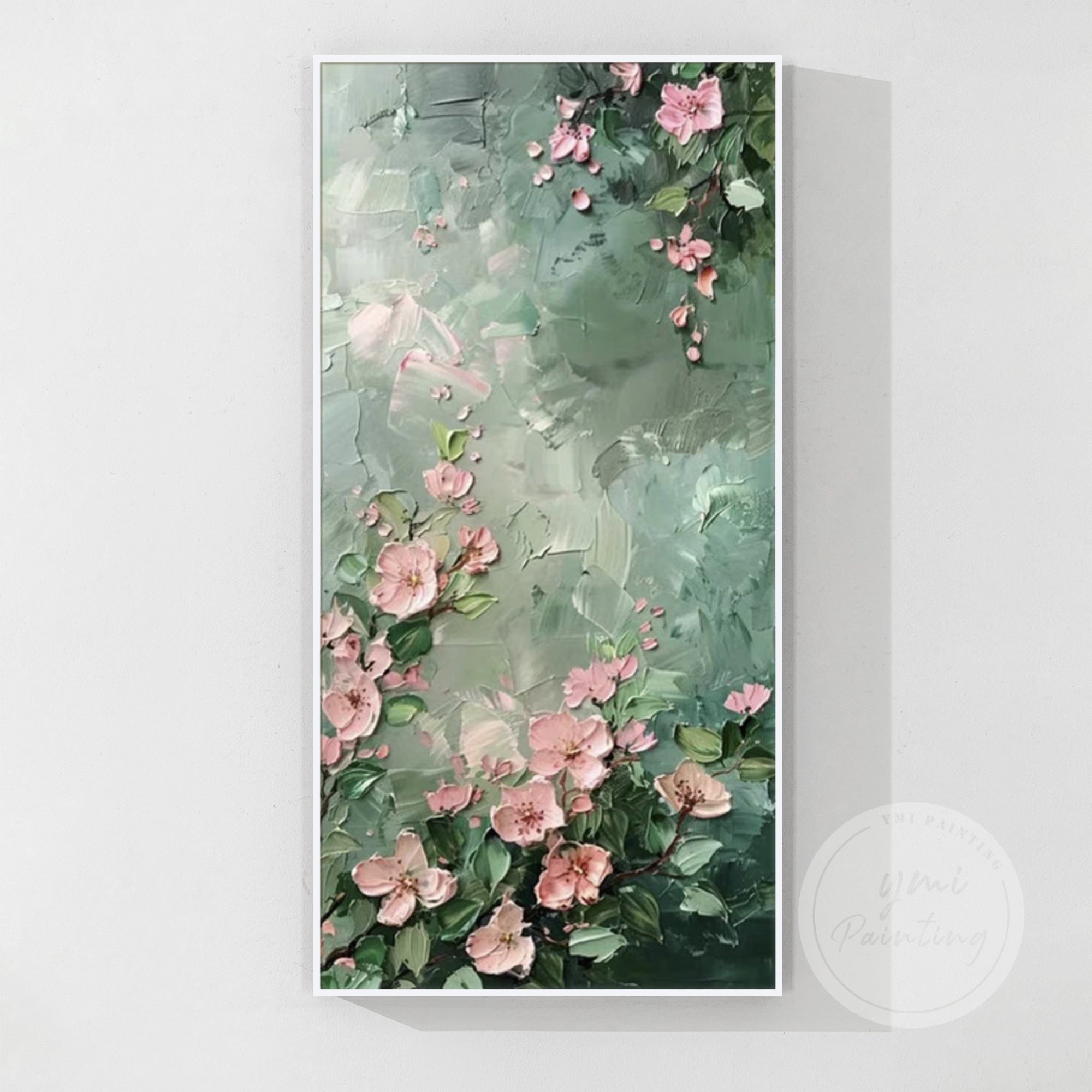 Large Pink Floral Oil Painting