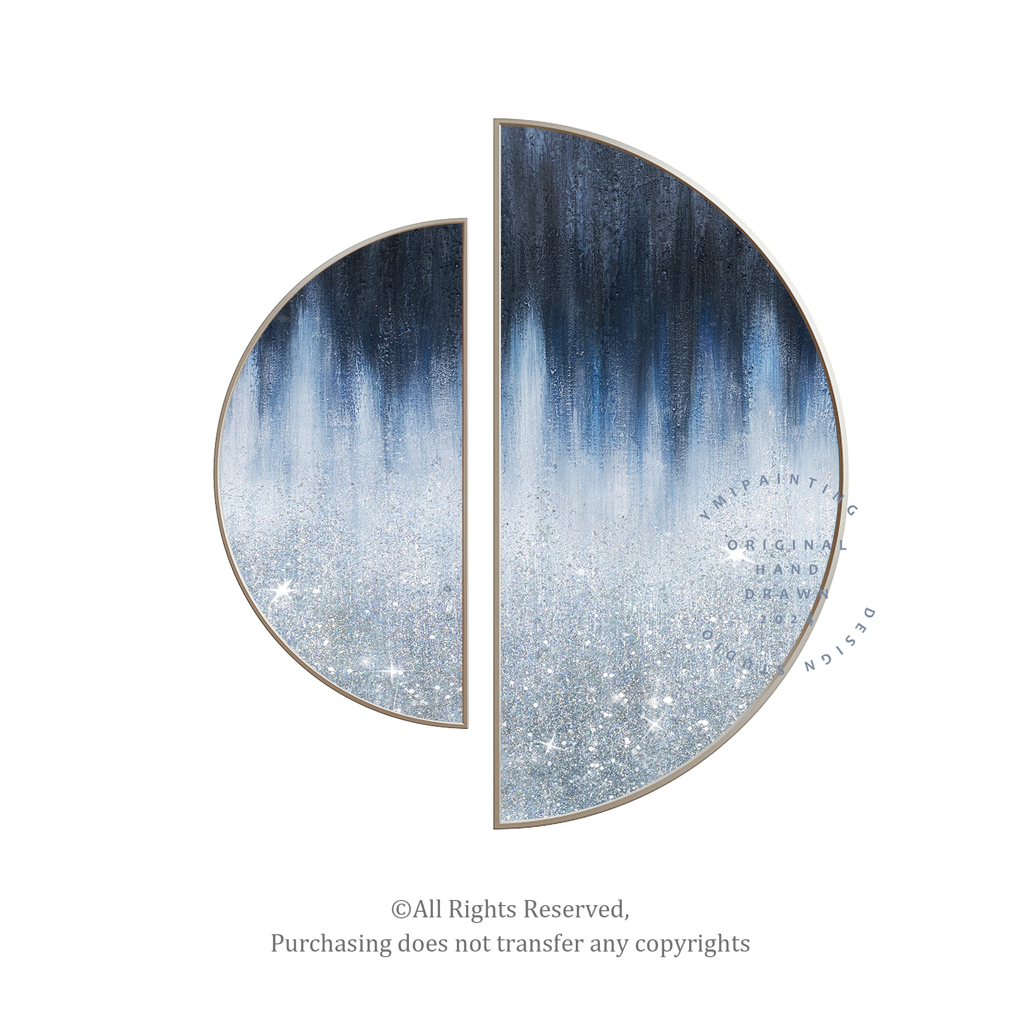 Sparkling semicircle artwork for glamorous spaces, combining shimmer and elegance.