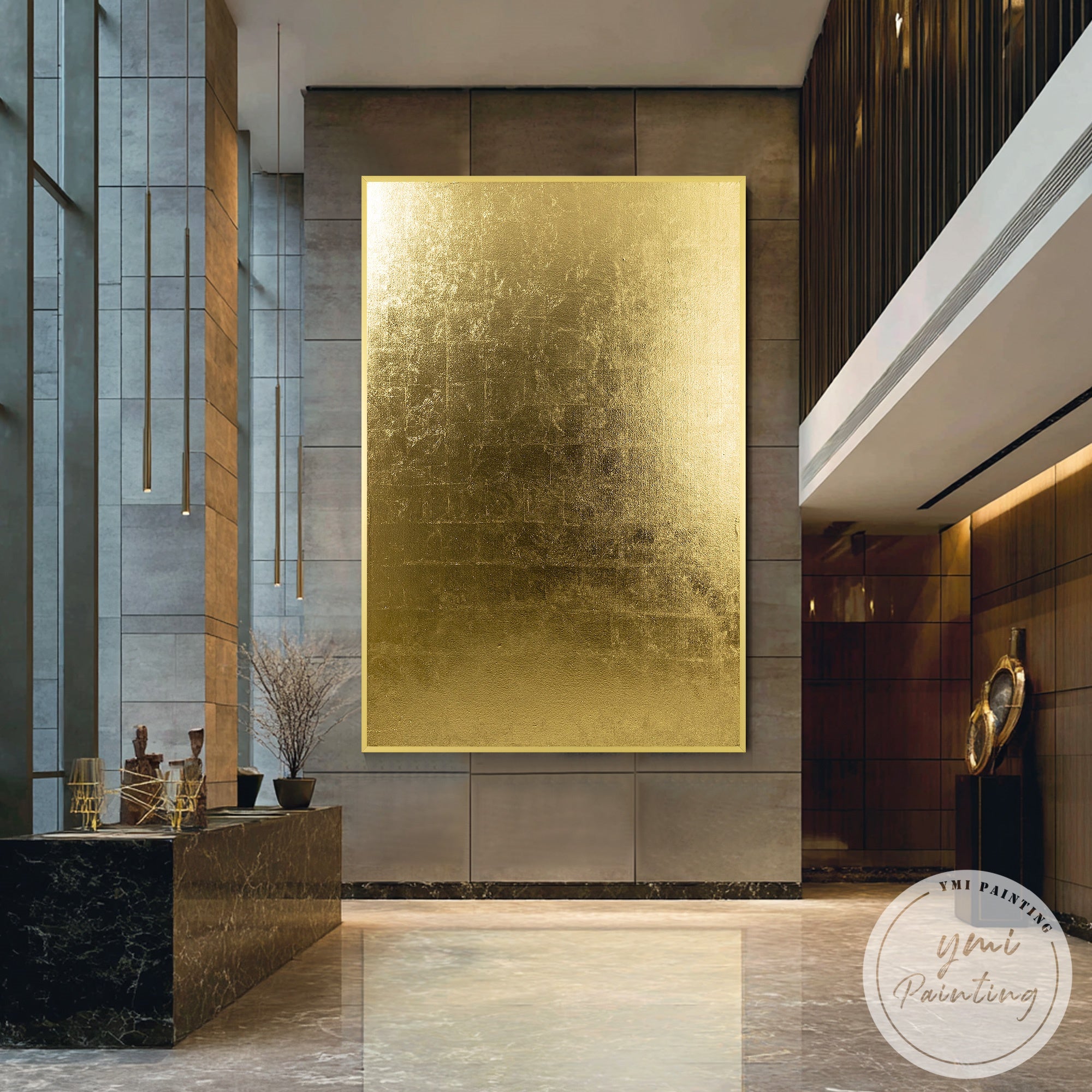 Modern luxury gold abstract painting for apartment wall decor