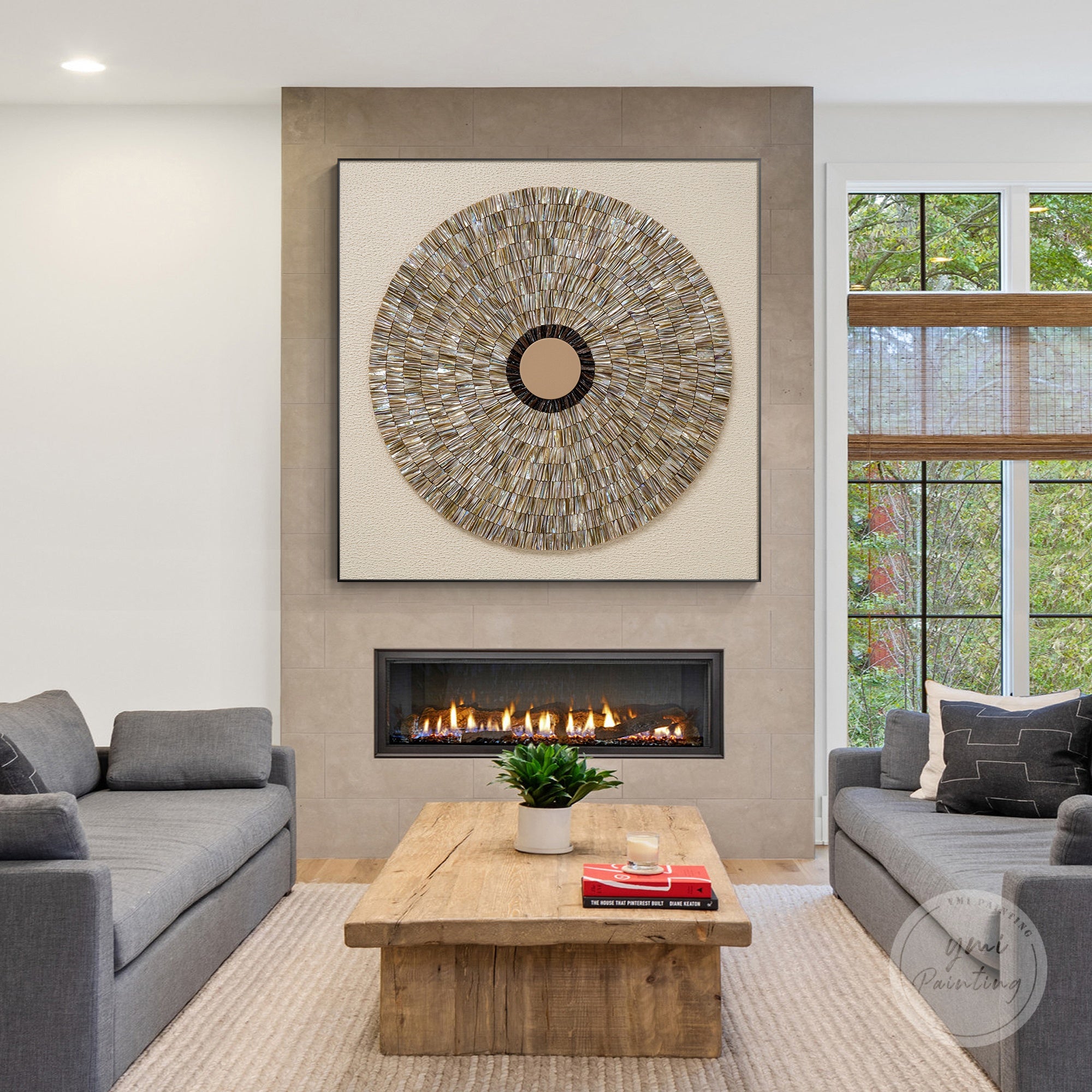 Handcrafted 3D oyster shell painting, ideal housewarming or anniversary gift.