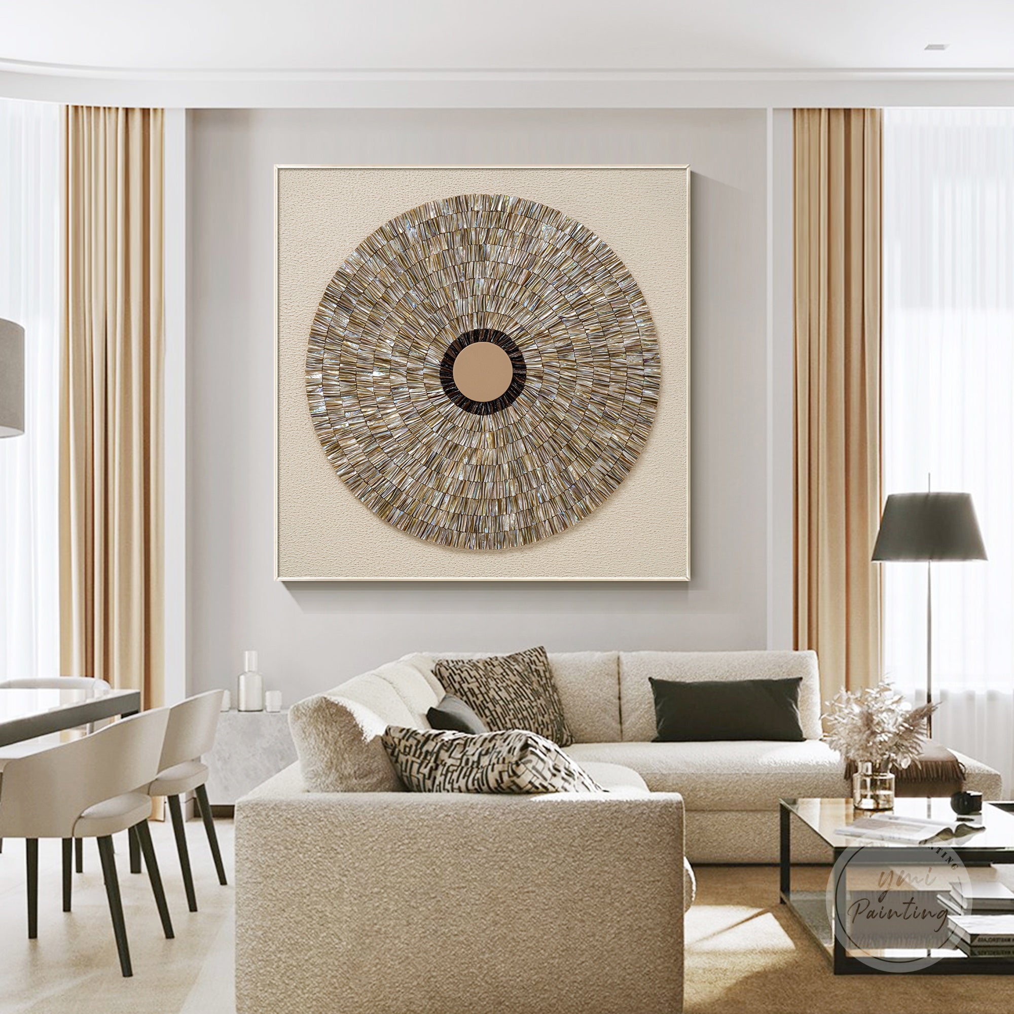 Large 3D oyster shell painting, adds texture and elegance to feature walls.