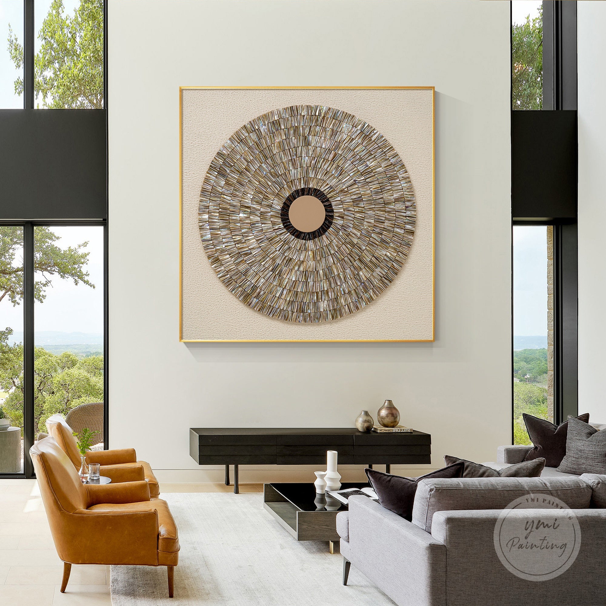 Handcrafted shell wall art, ideal gift for art lovers and collectors.