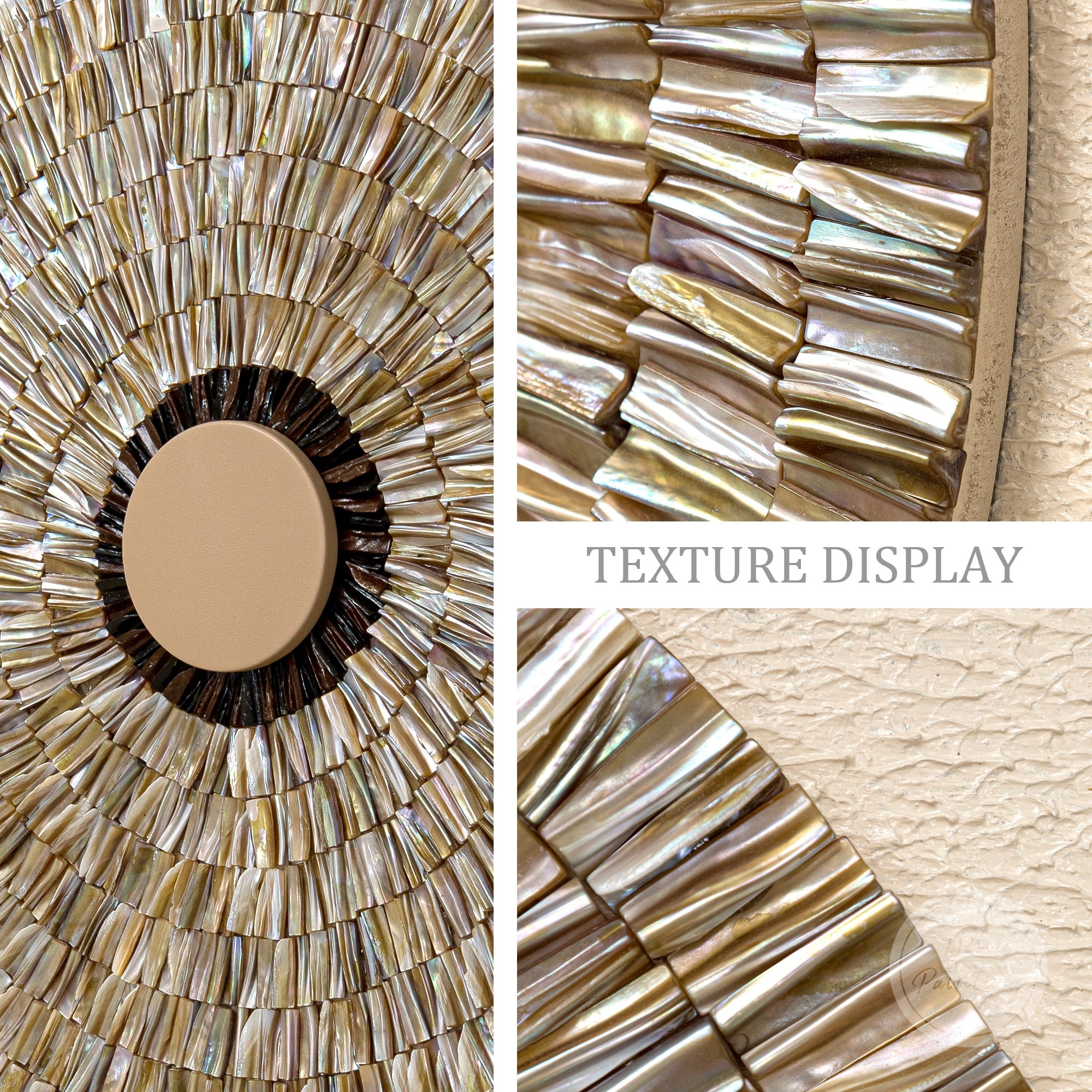 3D beige oyster shell artwork, suitable for dining rooms, offices, or study areas.