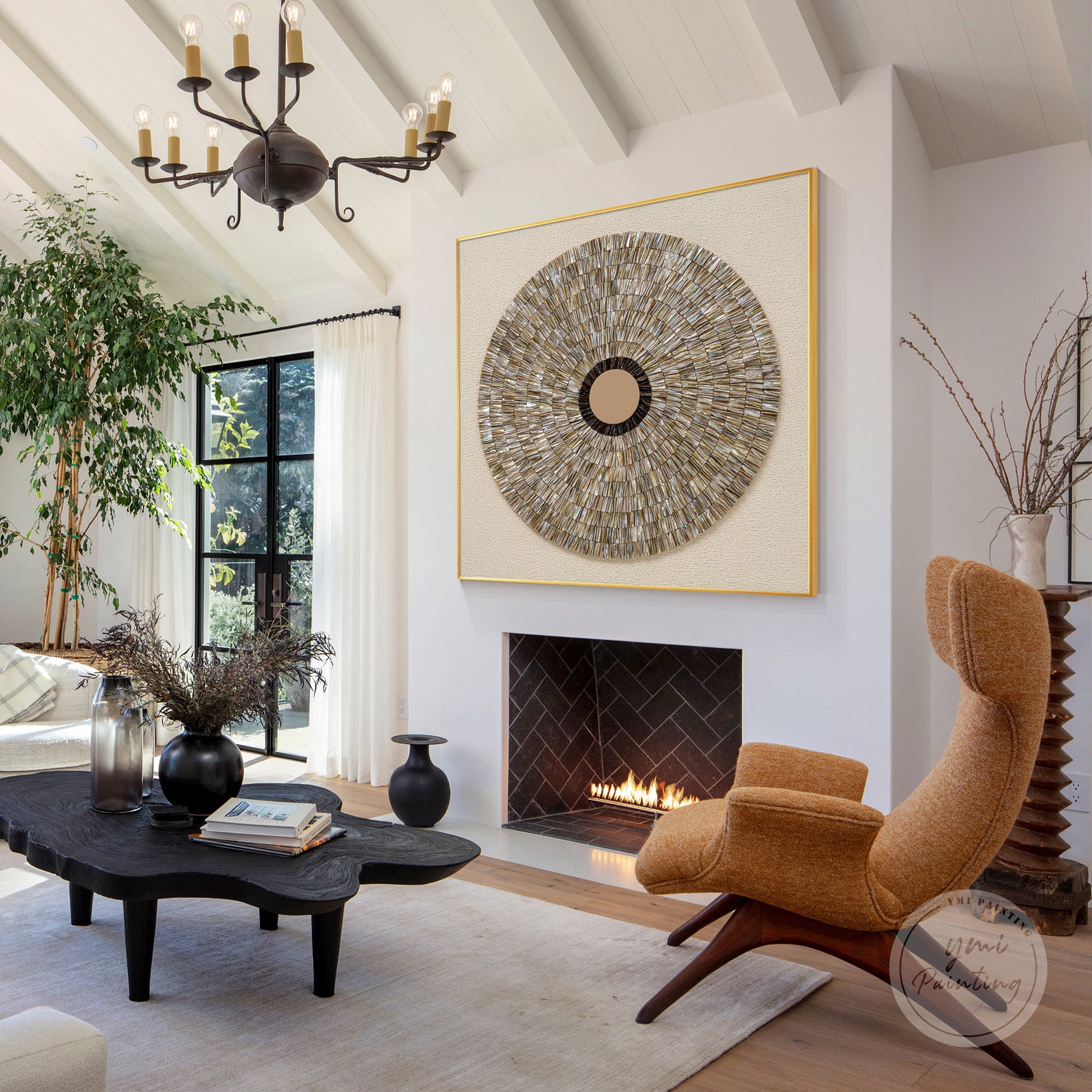 Elegant 3D oyster shell wall sculpture, suitable for boutique hotels or galleries.