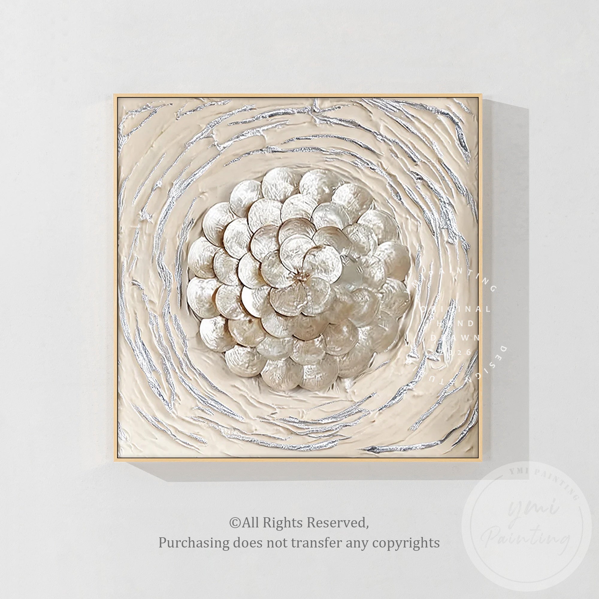Modern luxury shell wall art with layered natural shells and organic design