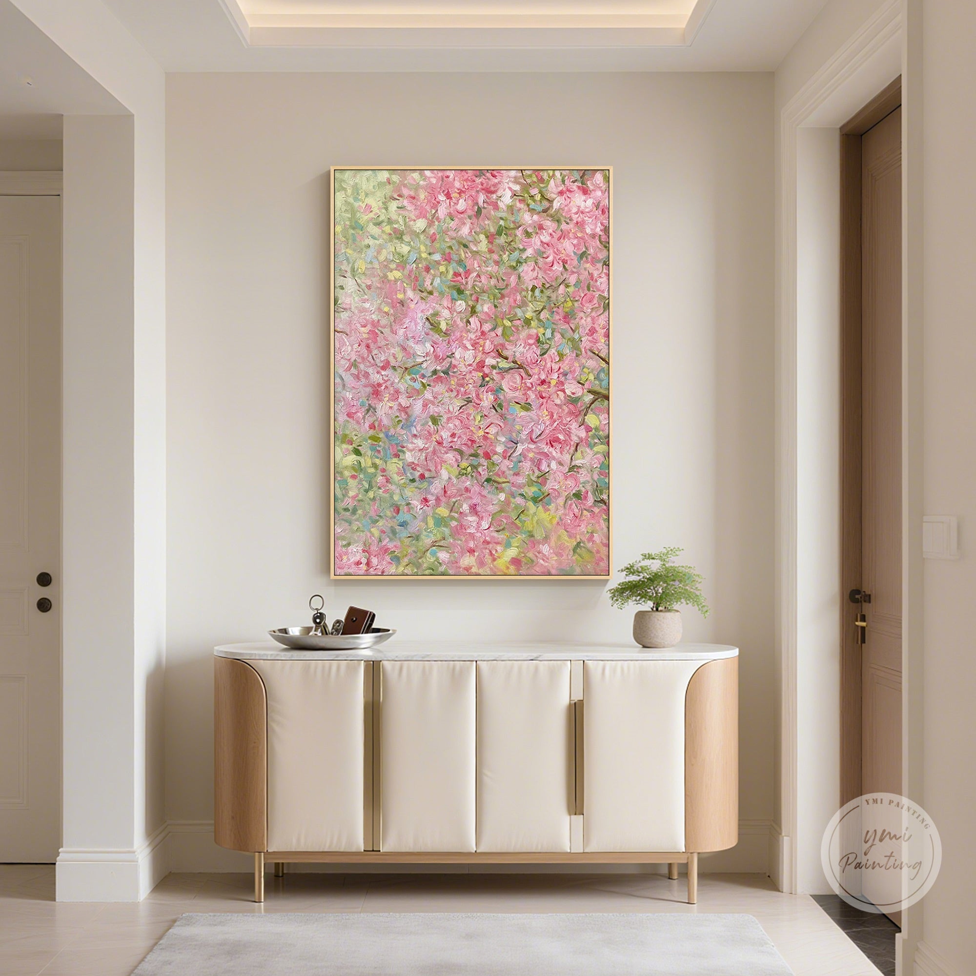 Spring blossom artwork with gentle floral forms and harmonious colors.