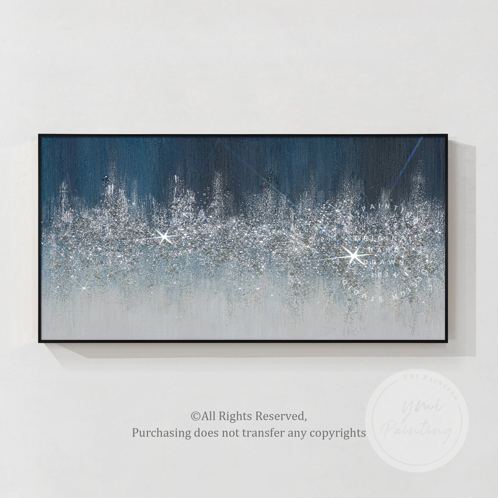 Stardust Night Glitter Blue Abstract Art