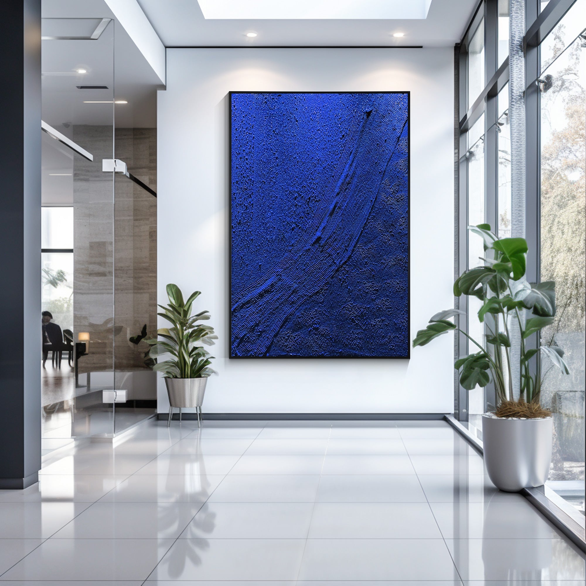 Arte de pared abstracto en azul eléctrico