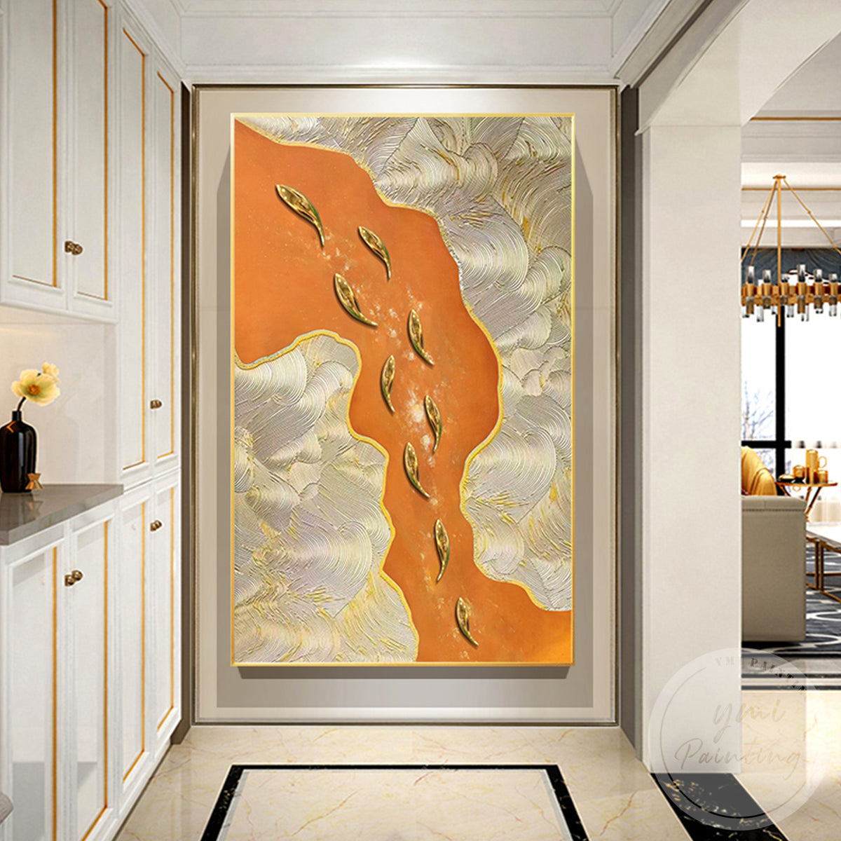 3D textured fish artwork for modern living room decor