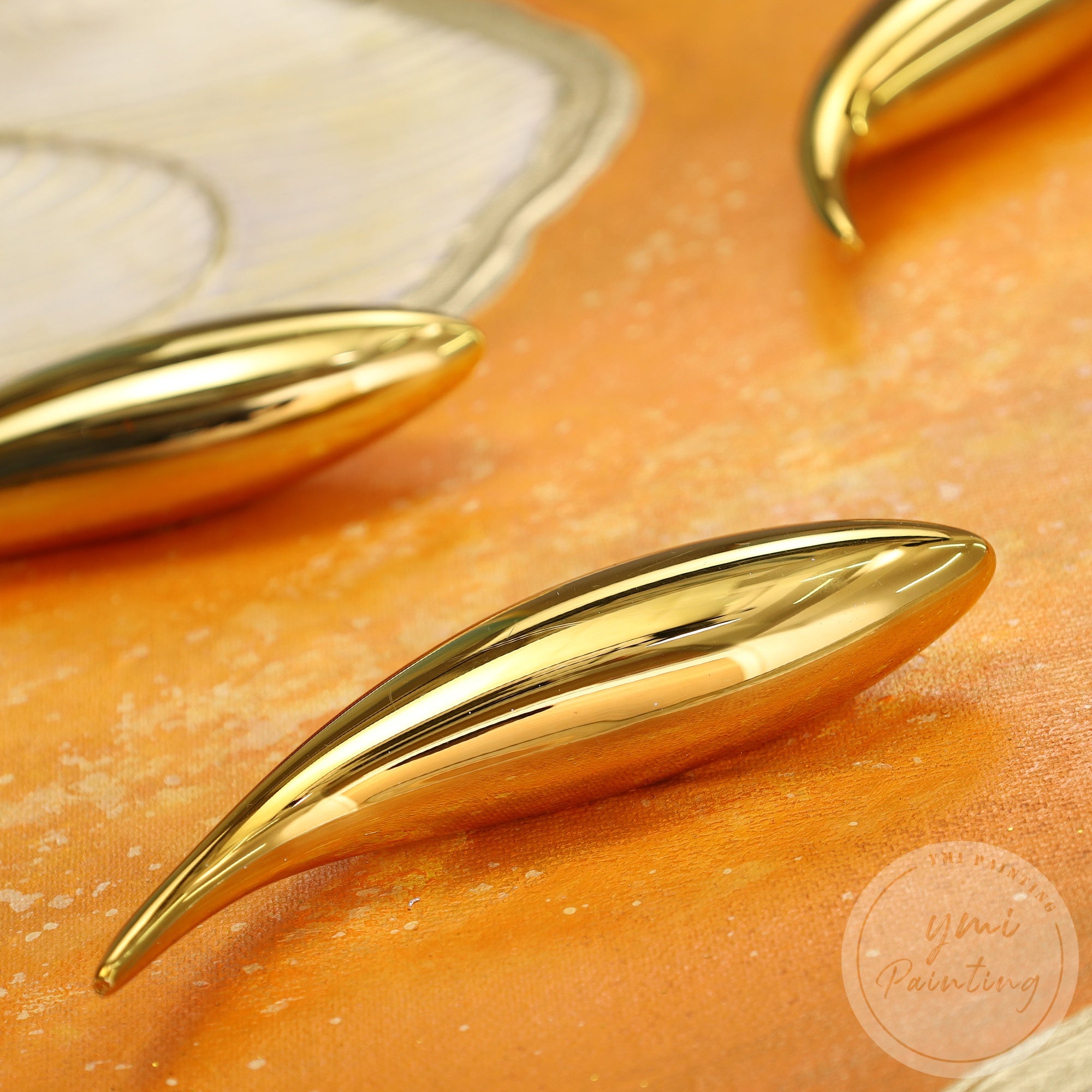Vertical 3D fish painting with warm orange textured finish