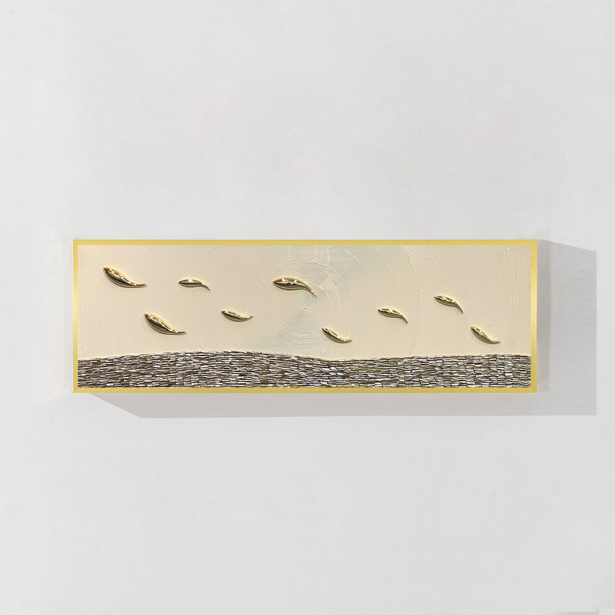 3D gold fish abstract painting shell textured canvas wall art