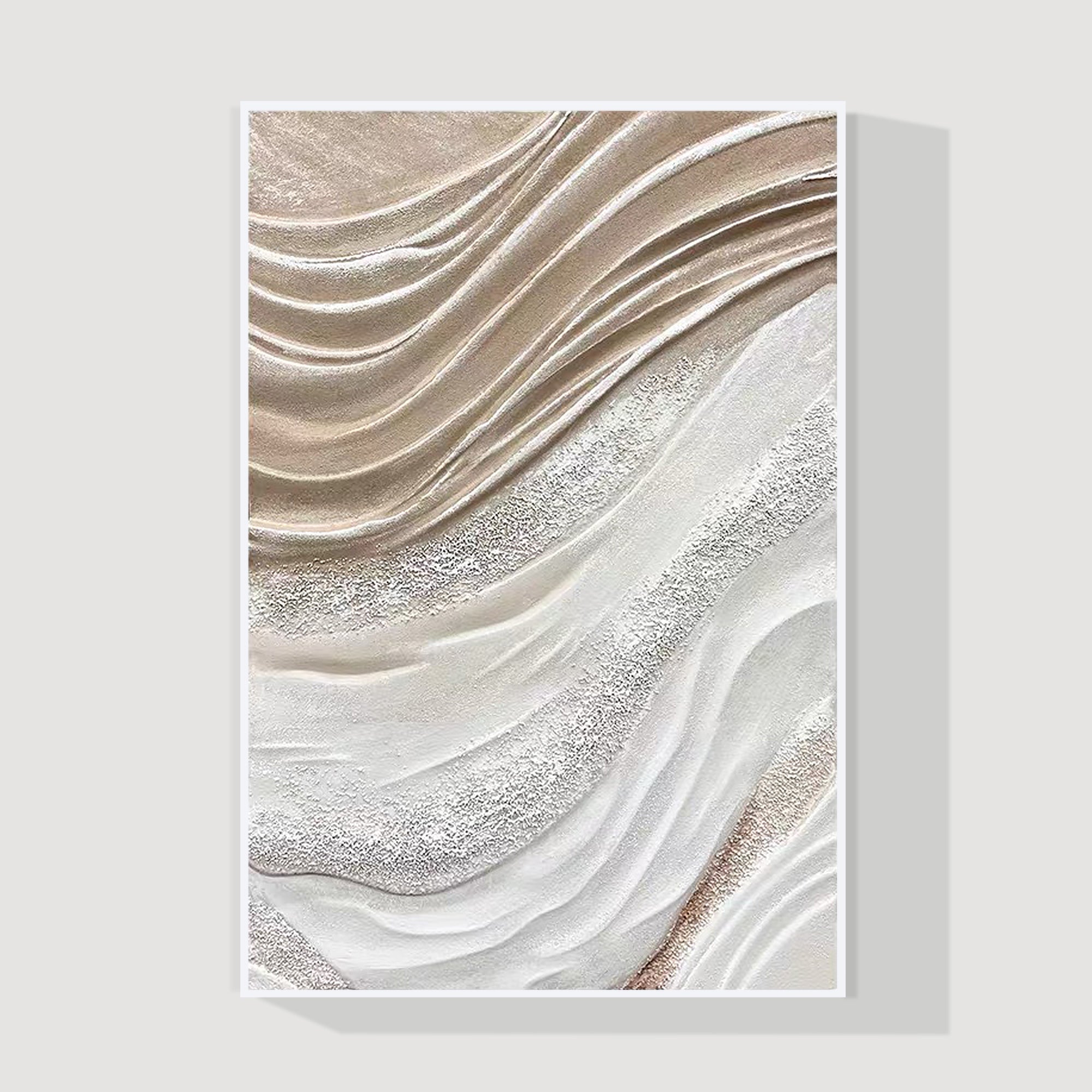 3D textured beige white wall art 
