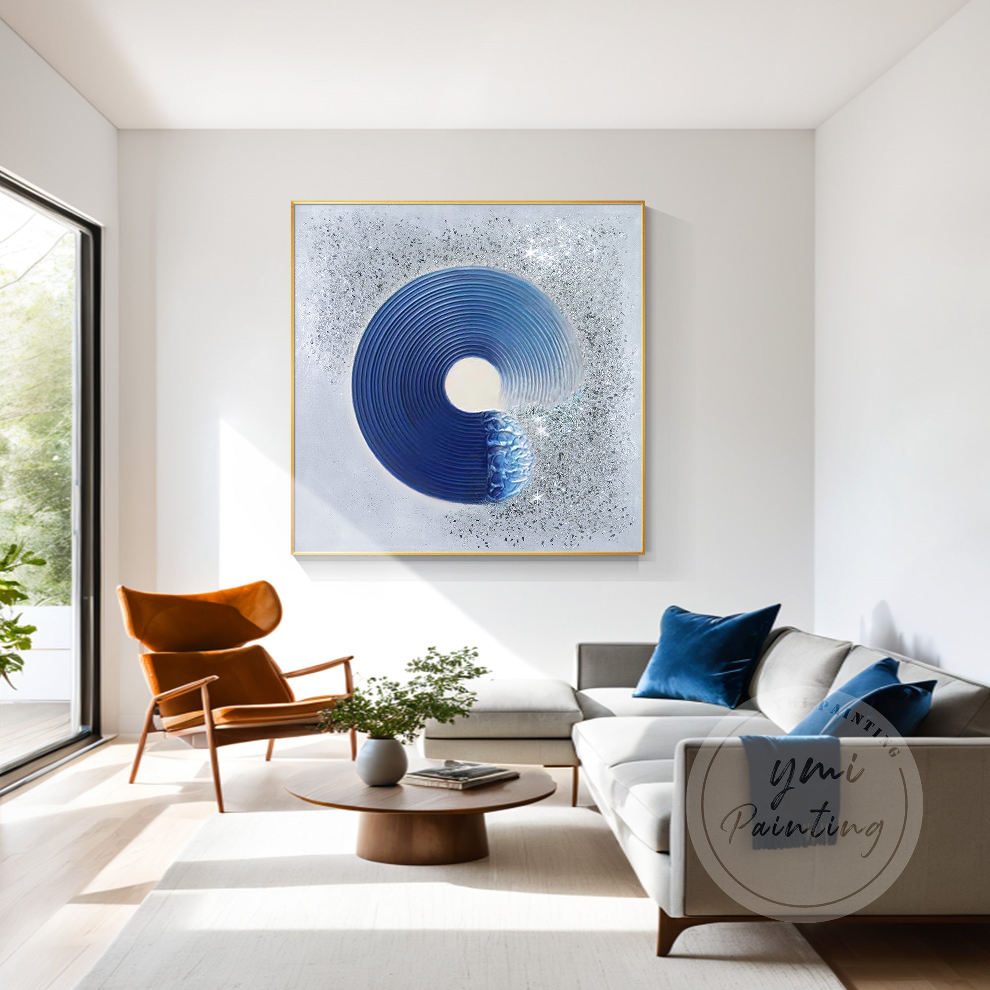 Giltter Navy Blue Abstract Wall Art