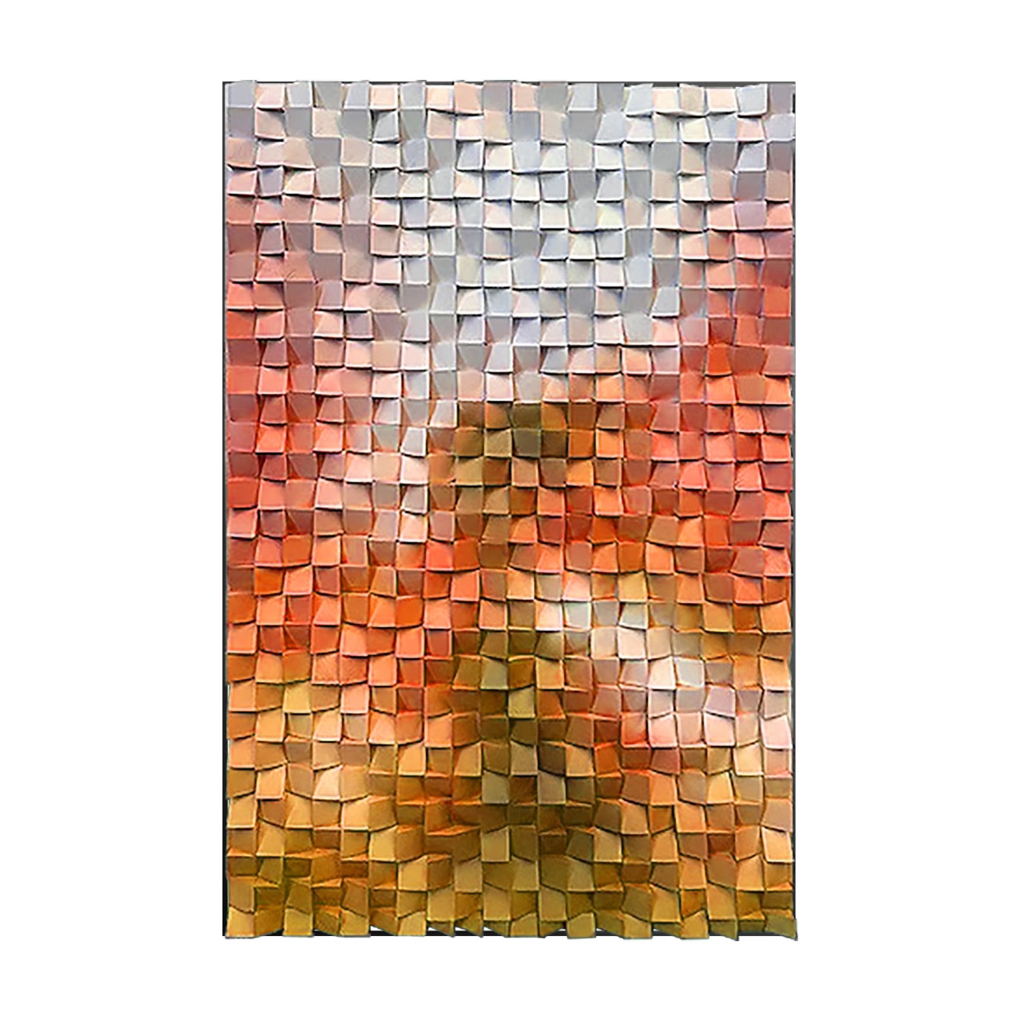 Modern Cubist Orange Gradient Wood Painting-X001