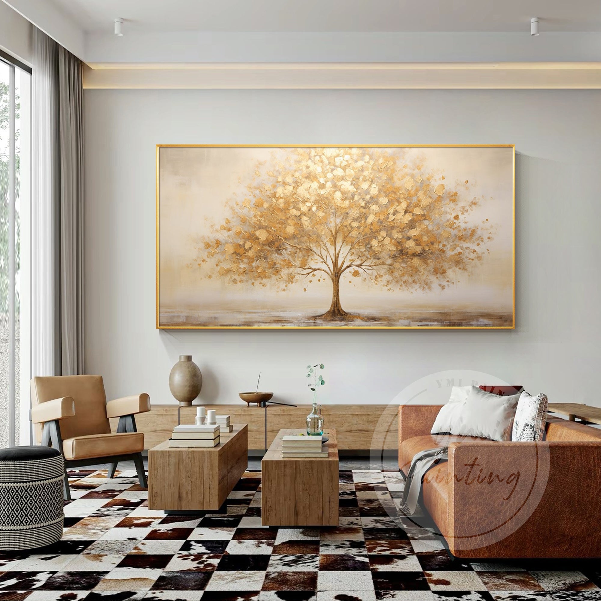 gold leaf abstract wall art 