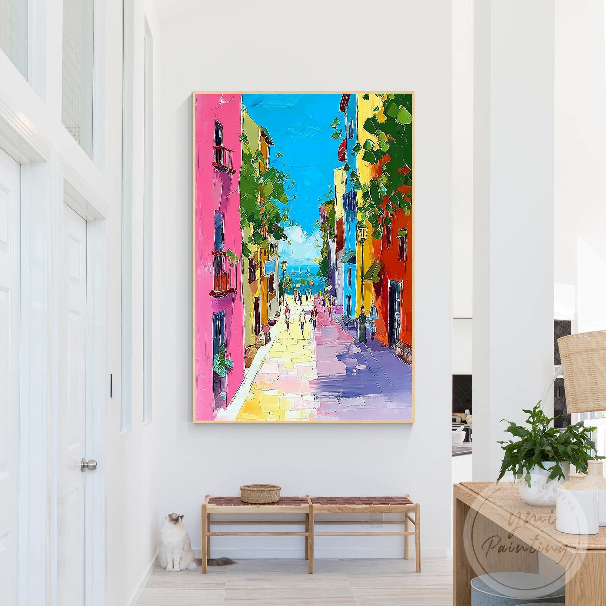 Abstract Venice Burano artwork colorful textured canvas art