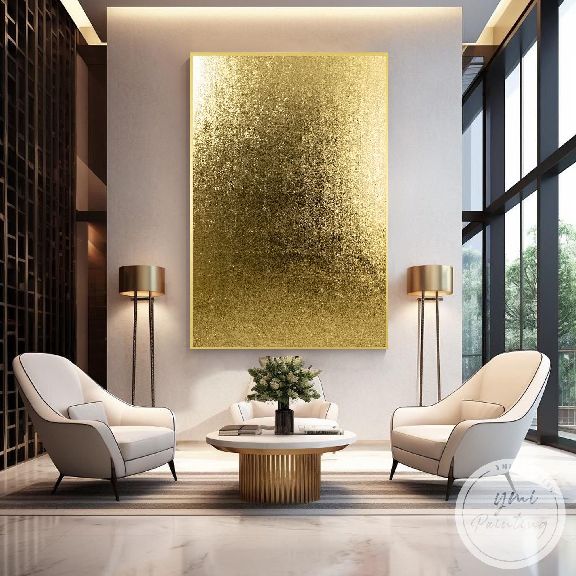 Contemporary luxury gold canvas wall decor for living room
