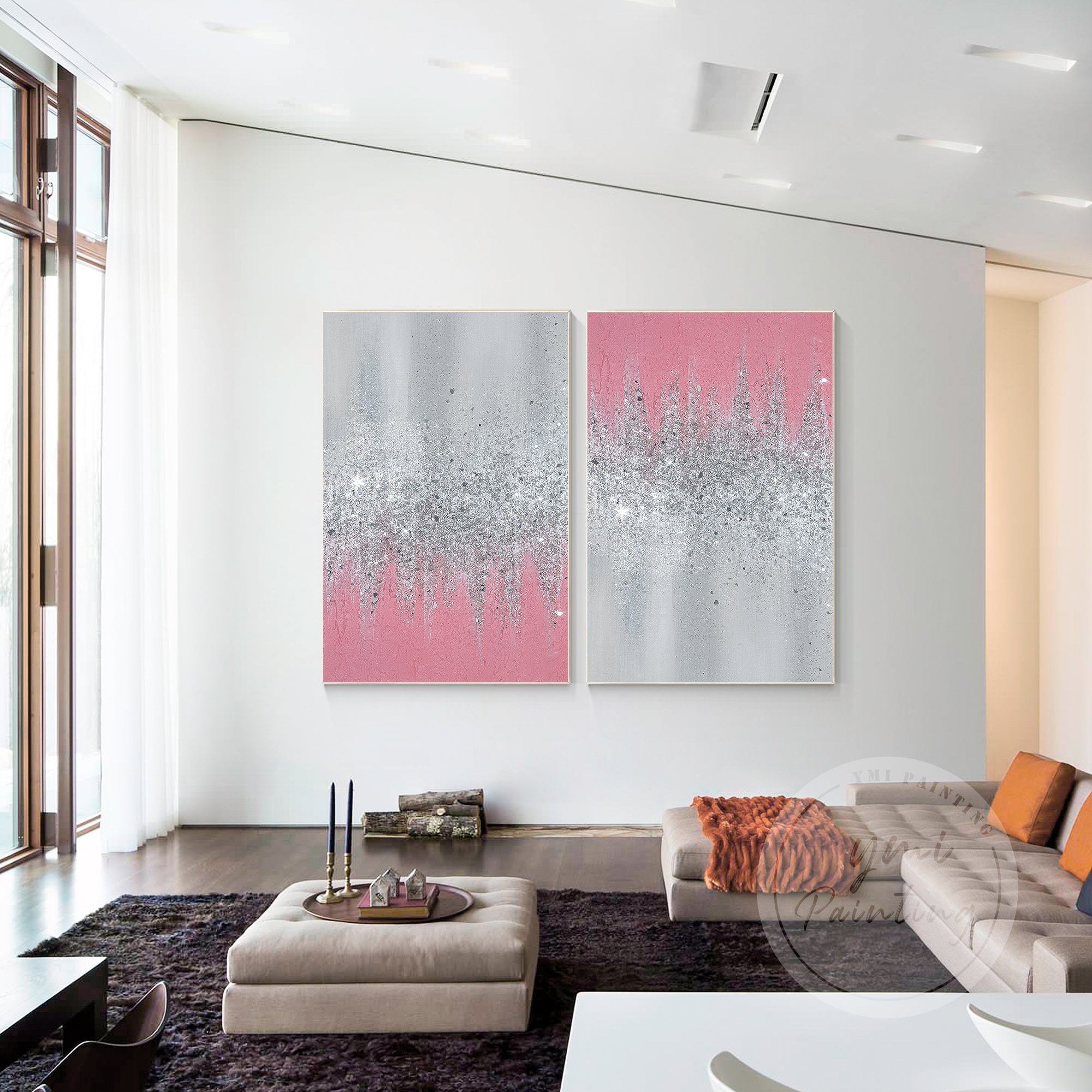 pink glass wall art absract art